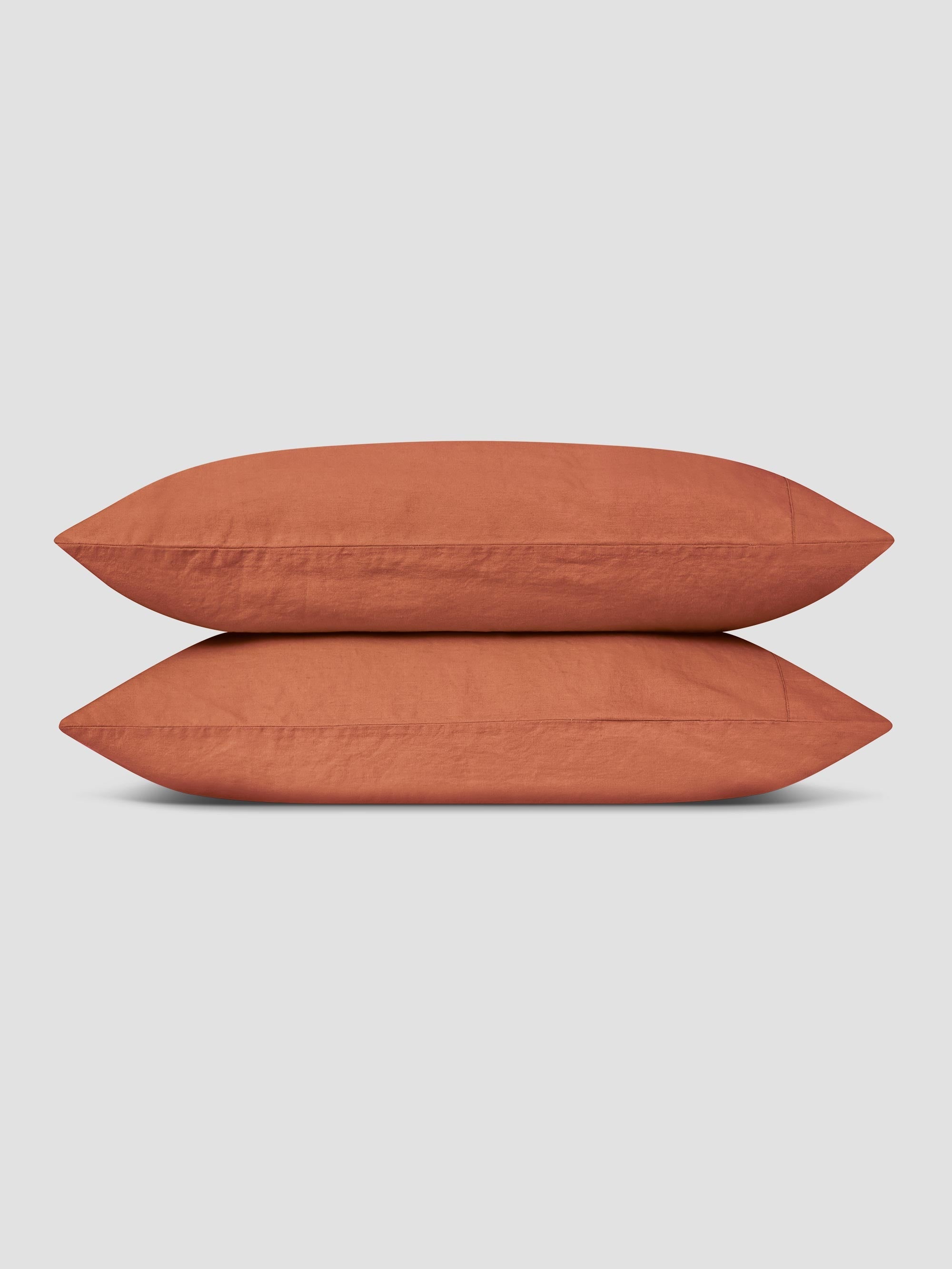 Burnt Orange 100% Linen Pillowcases (Pair)