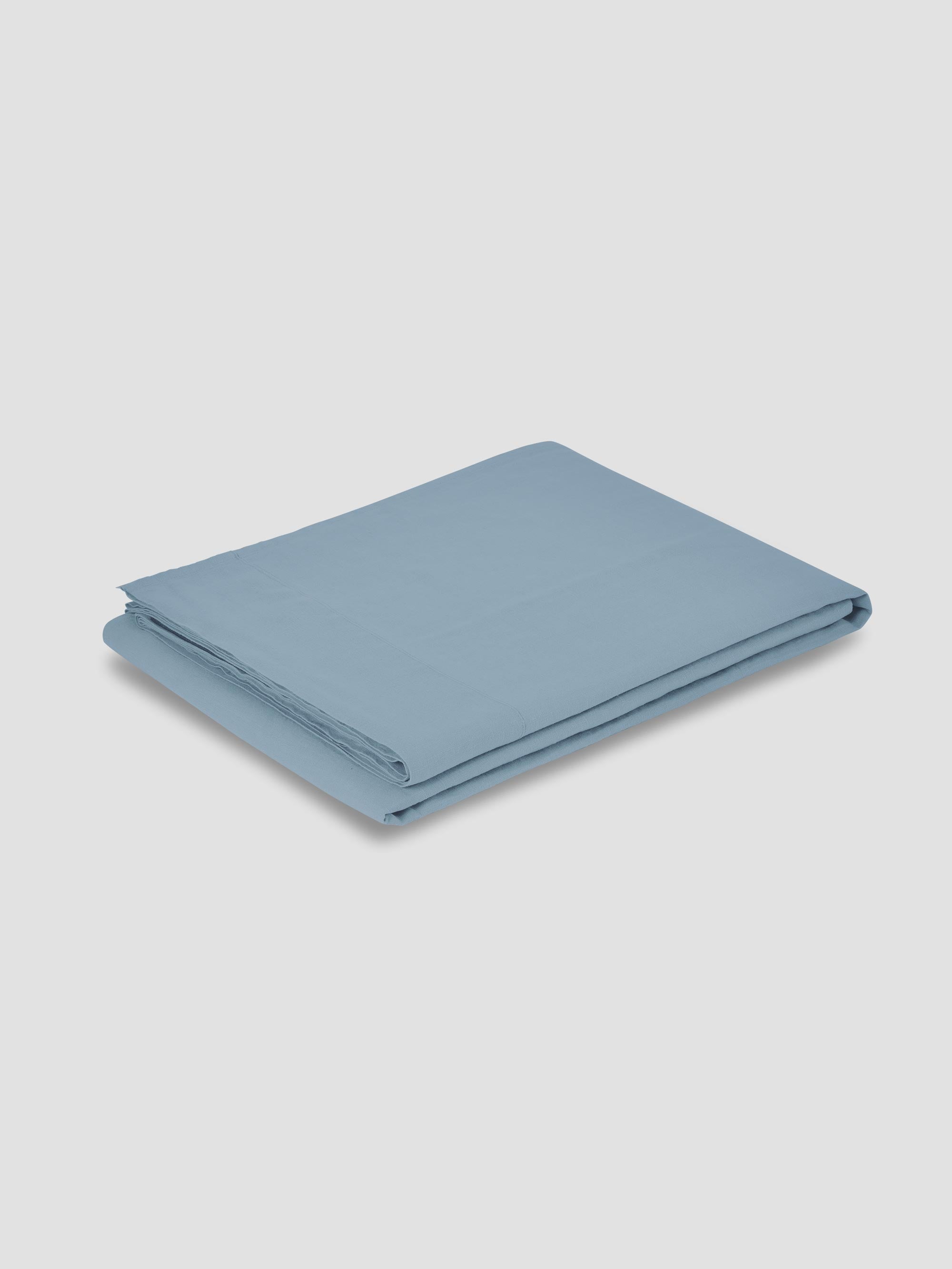 Dusk Blue 100% Linen Flat Sheet