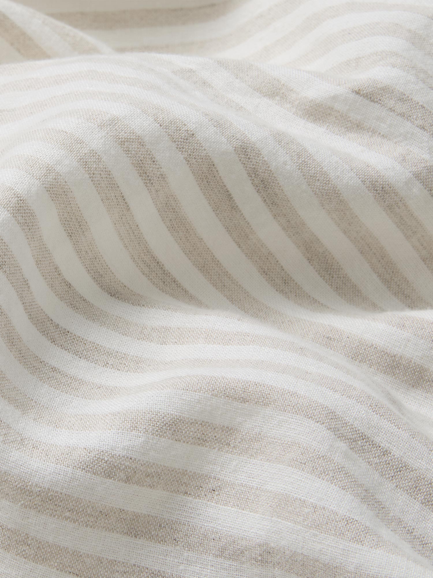 Oatmeal Stripe 100% Linen Fitted Sheet