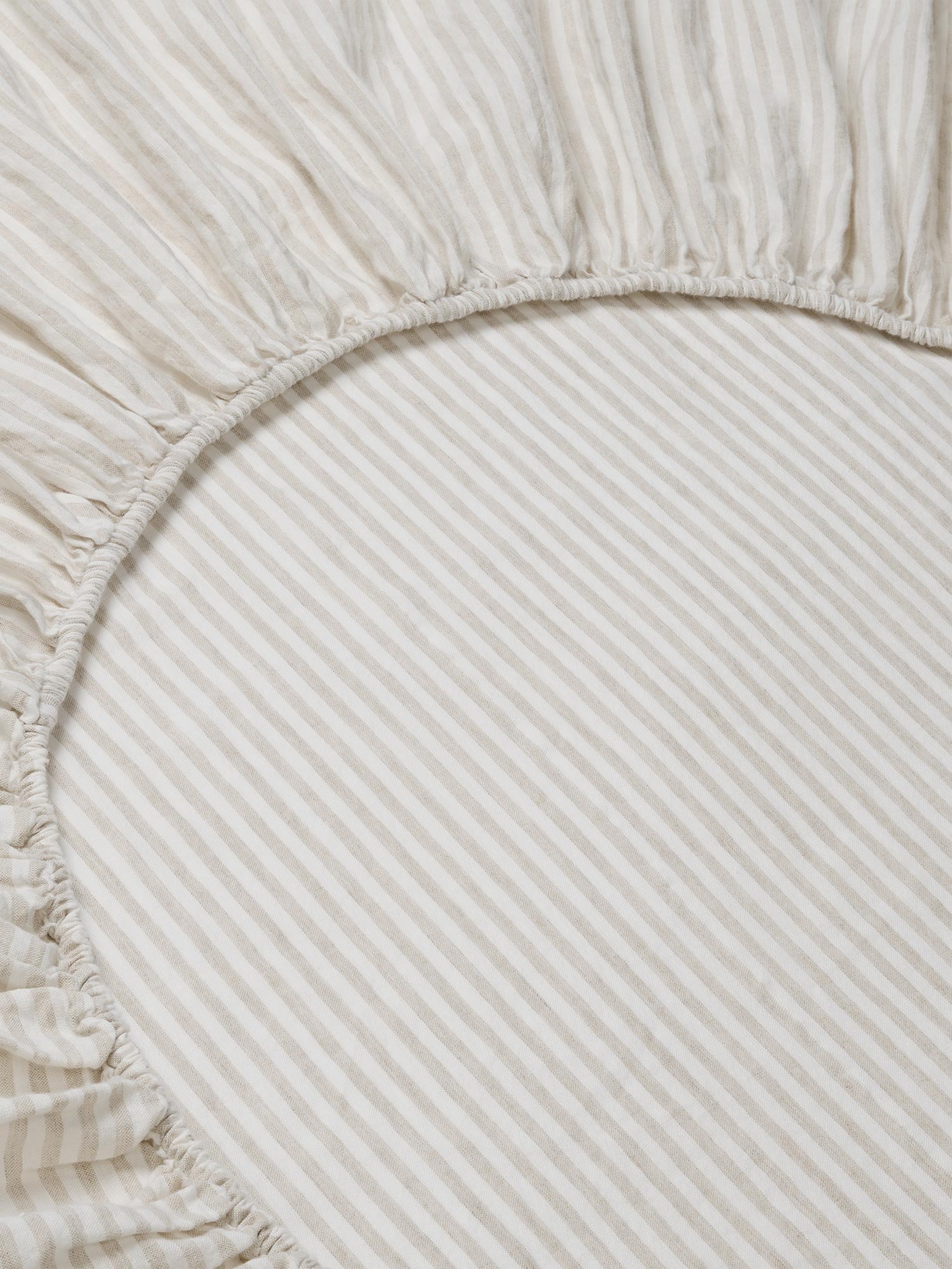 Oatmeal Stripe 100% Linen Fitted Sheet
