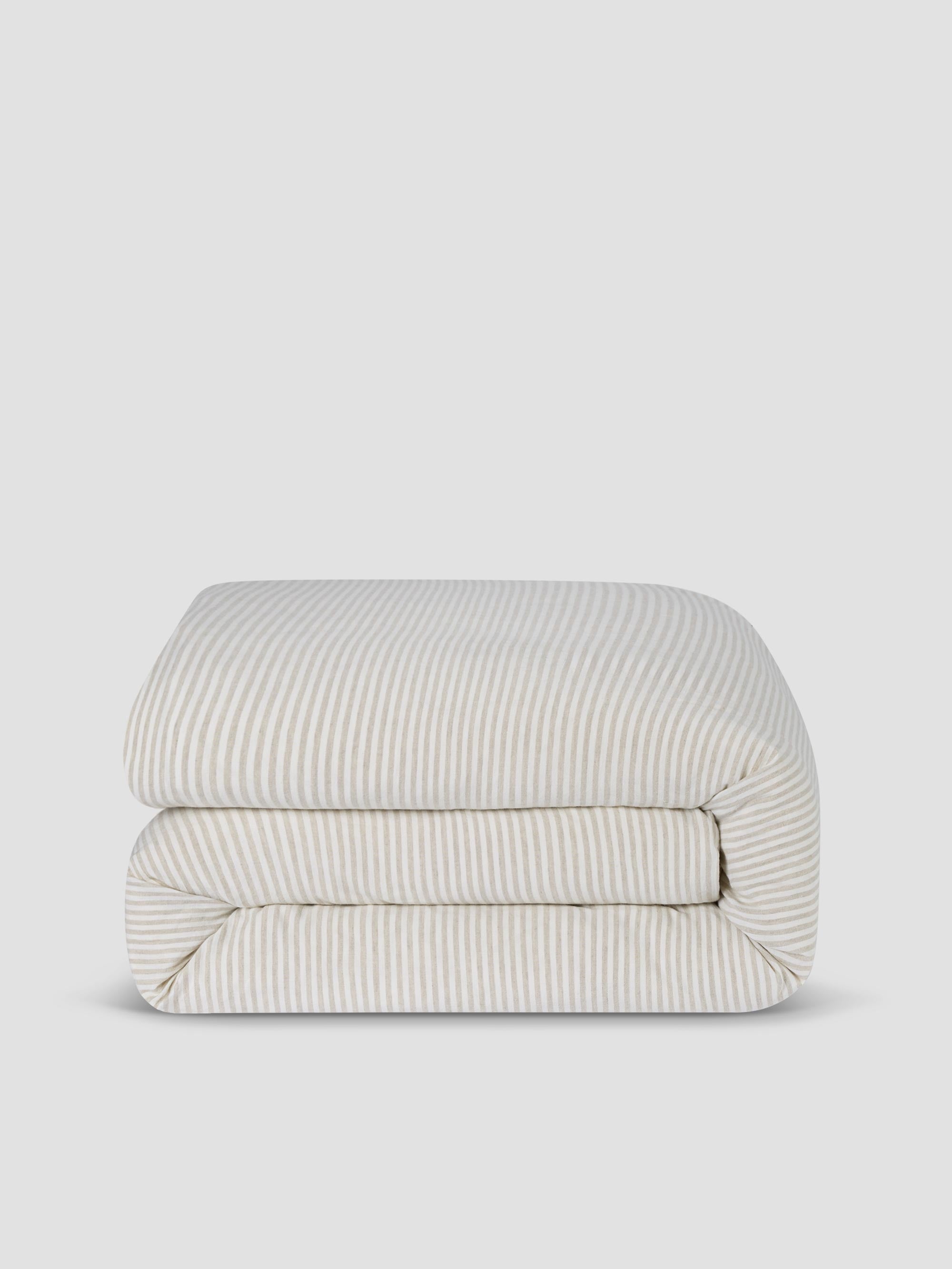 Oatmeal Stripe 100% Linen Duvet Cover