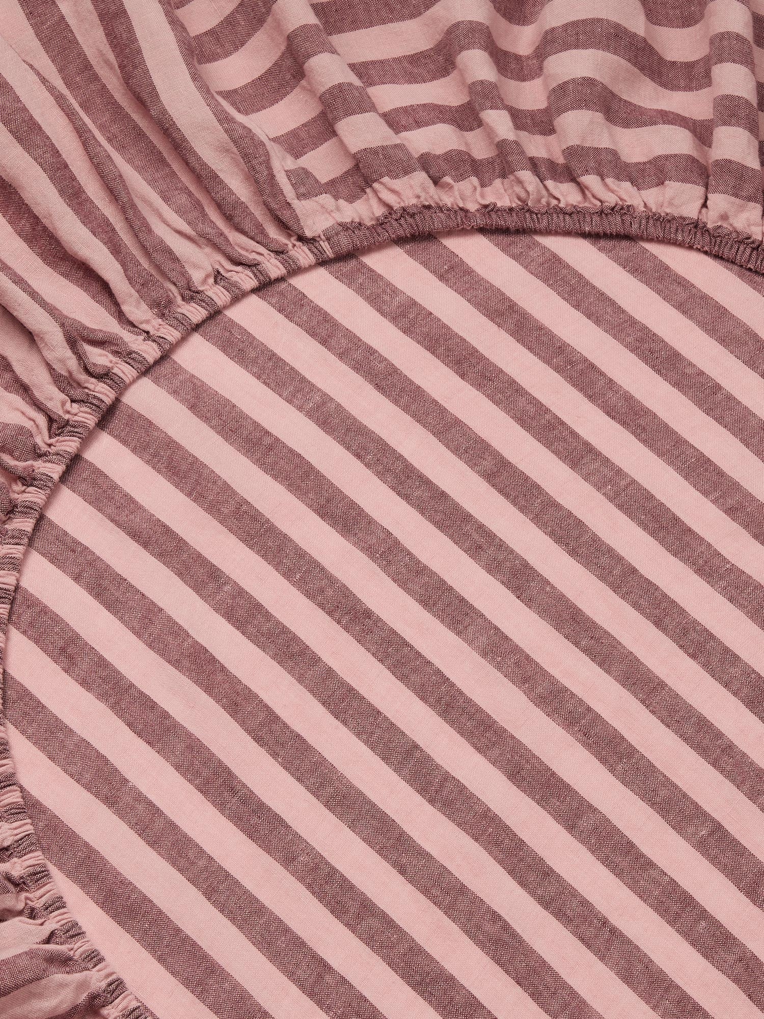 Rhubarb & Rose Pembroke Stripe 100% Linen Fitted Sheet