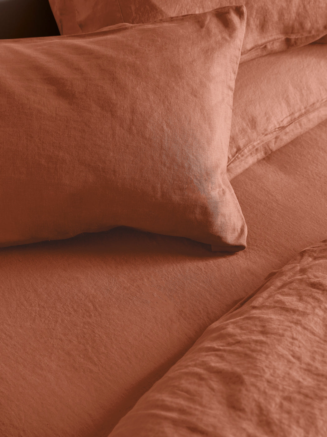 Burnt Orange 100% Linen Fitted Sheet