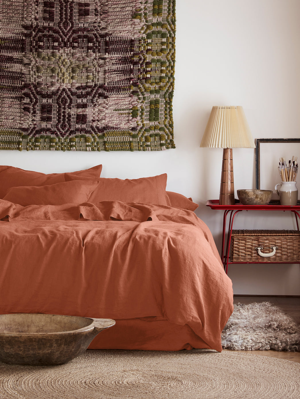 Burnt Orange 100% Linen Duvet Cover