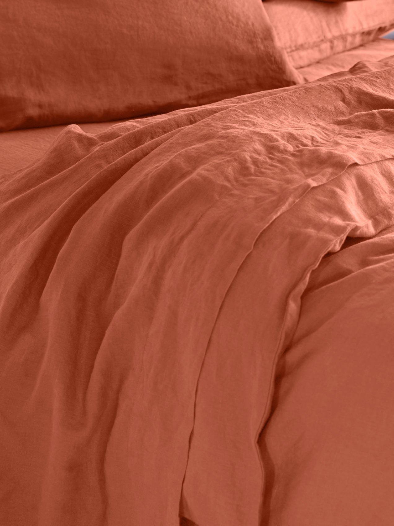 Burnt Orange 100% Linen Flat Sheet