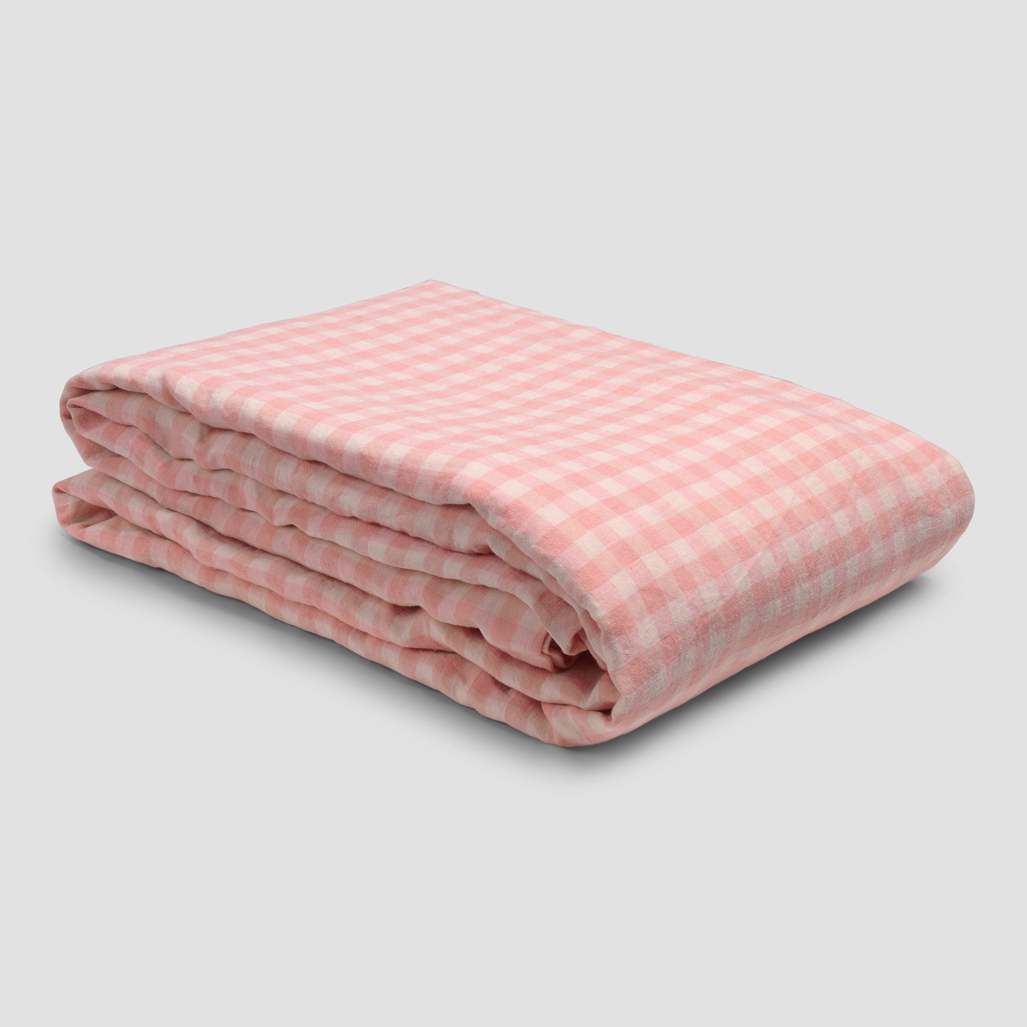 Pink Bloom Gingham 100% Linen Duvet Cover