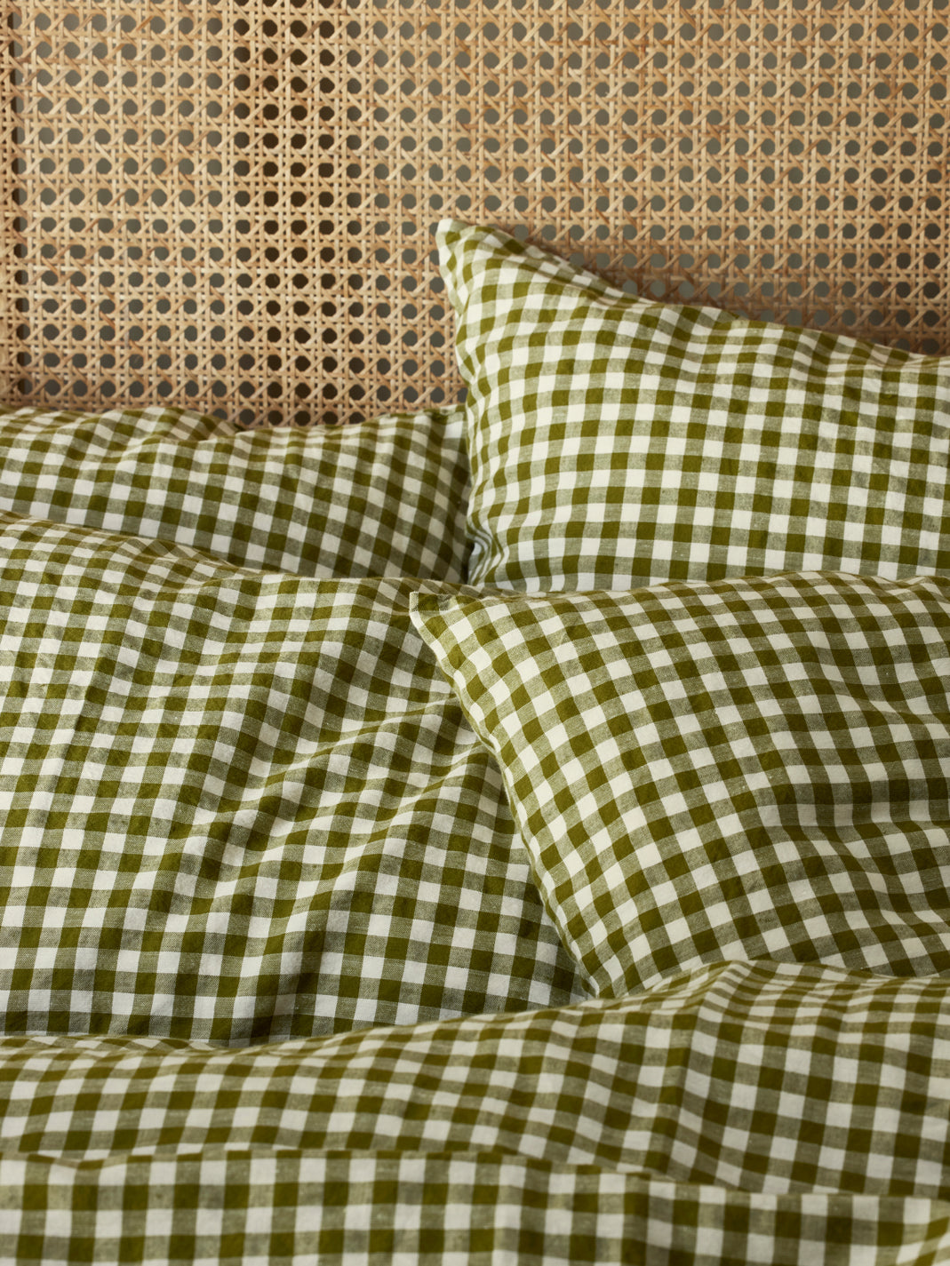 Botanical Green Gingham 100% Linen Pillowcases (Pair)
