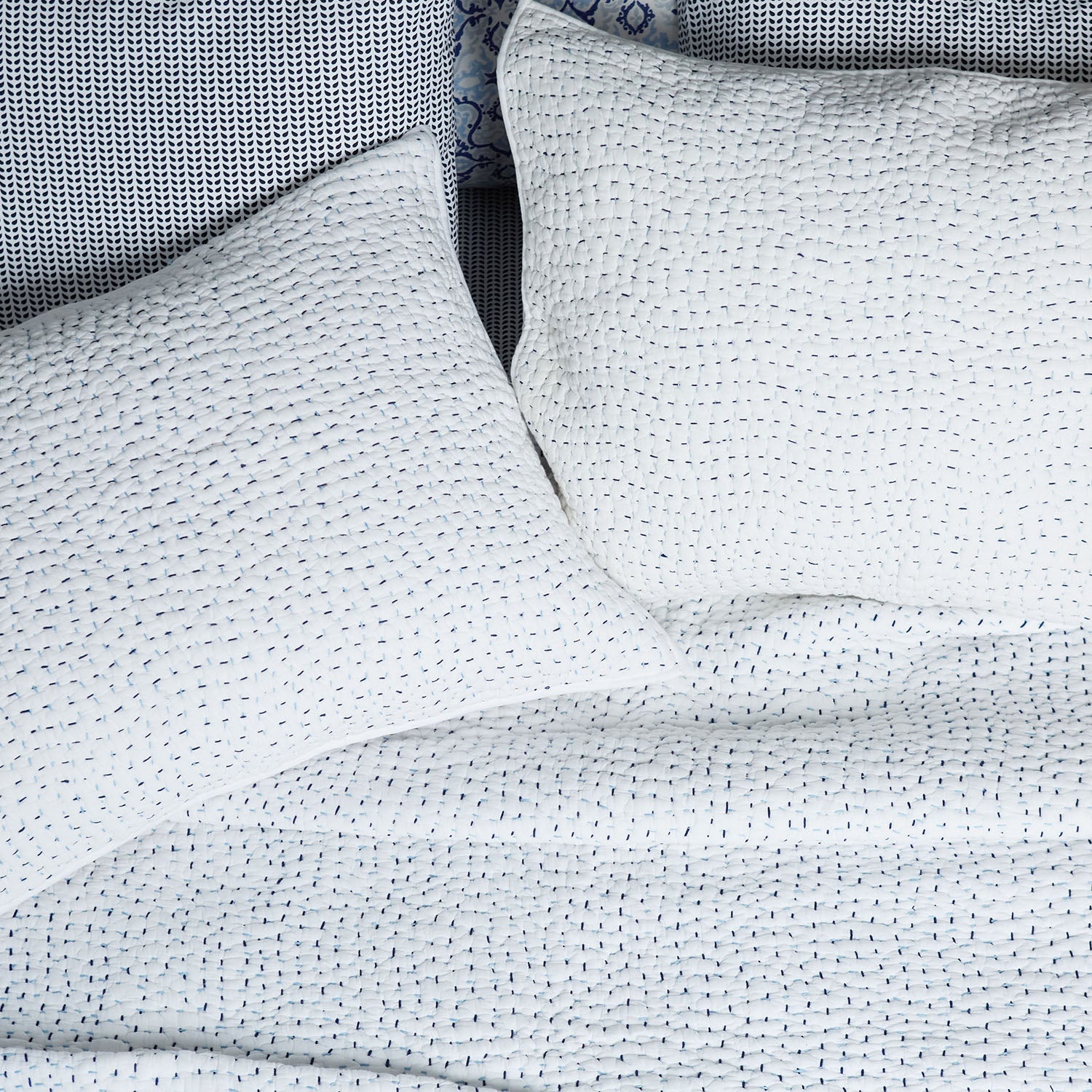 Organic Hand Stitched Light Indigo Sham