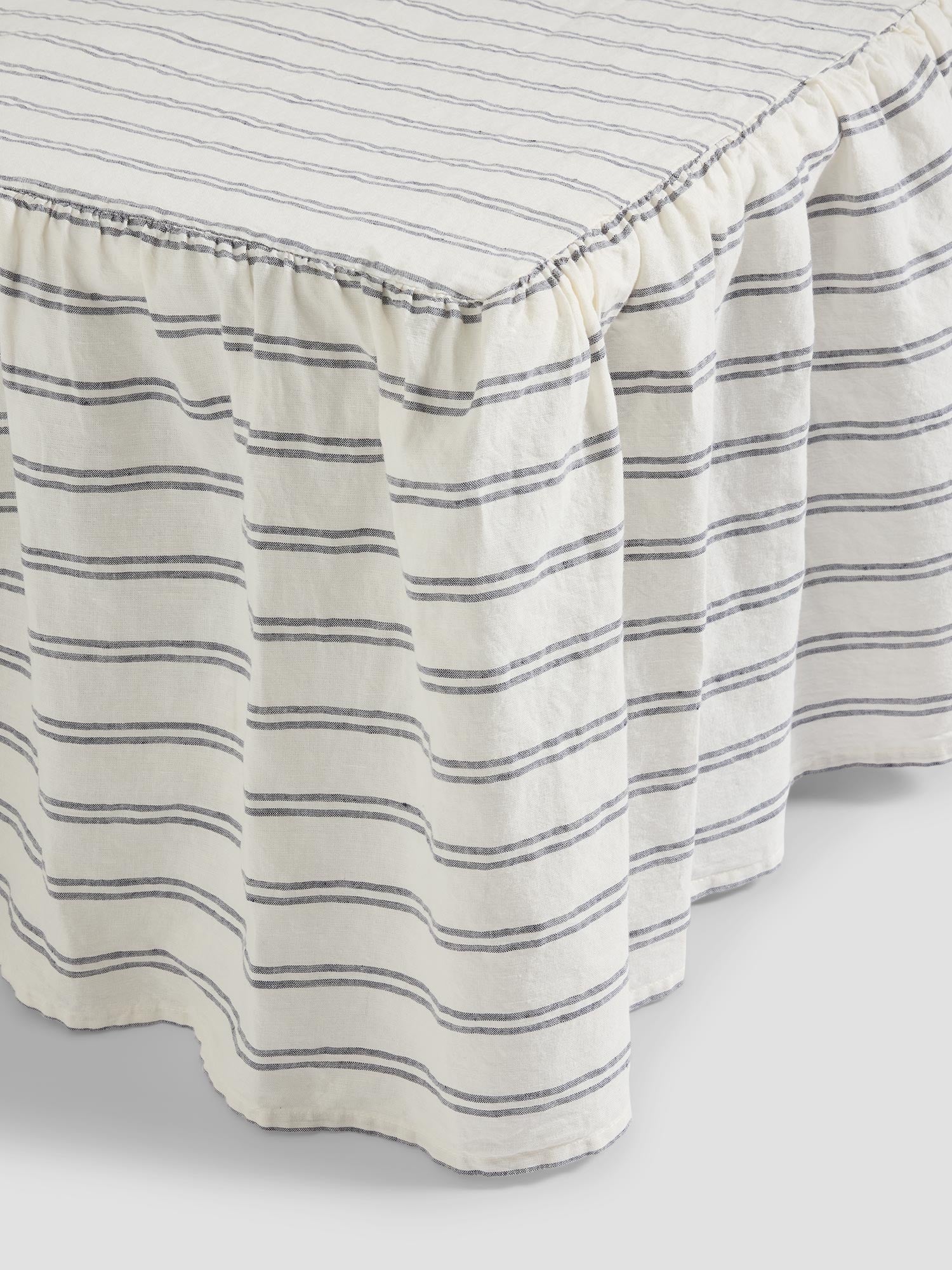 Ivory Kemptown Stripe 100% Linen Bed Skirt