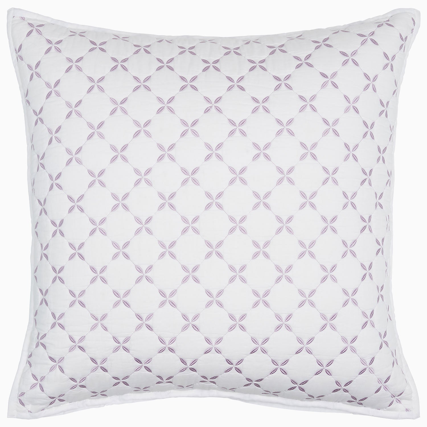 A Layla Lavender Quilt pillow with a purple Mughal gardens design. (Brand Name: John Robshaw)