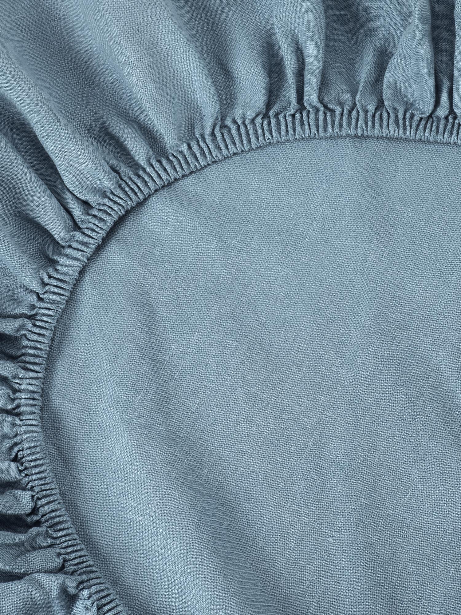 Dusk Blue 100% Linen Fitted Sheet