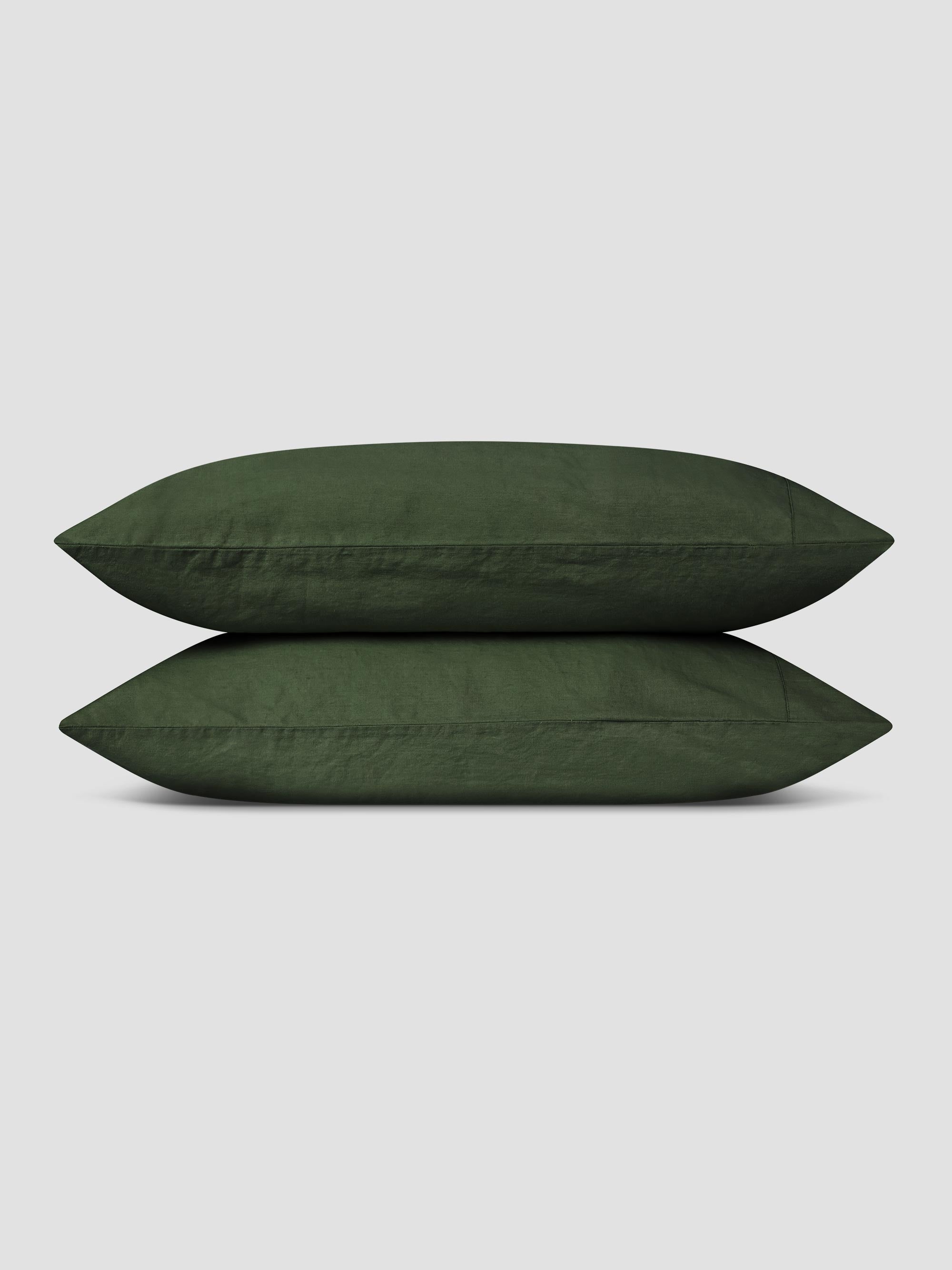Fern Green 100% Linen Pillowcases (Pair)
