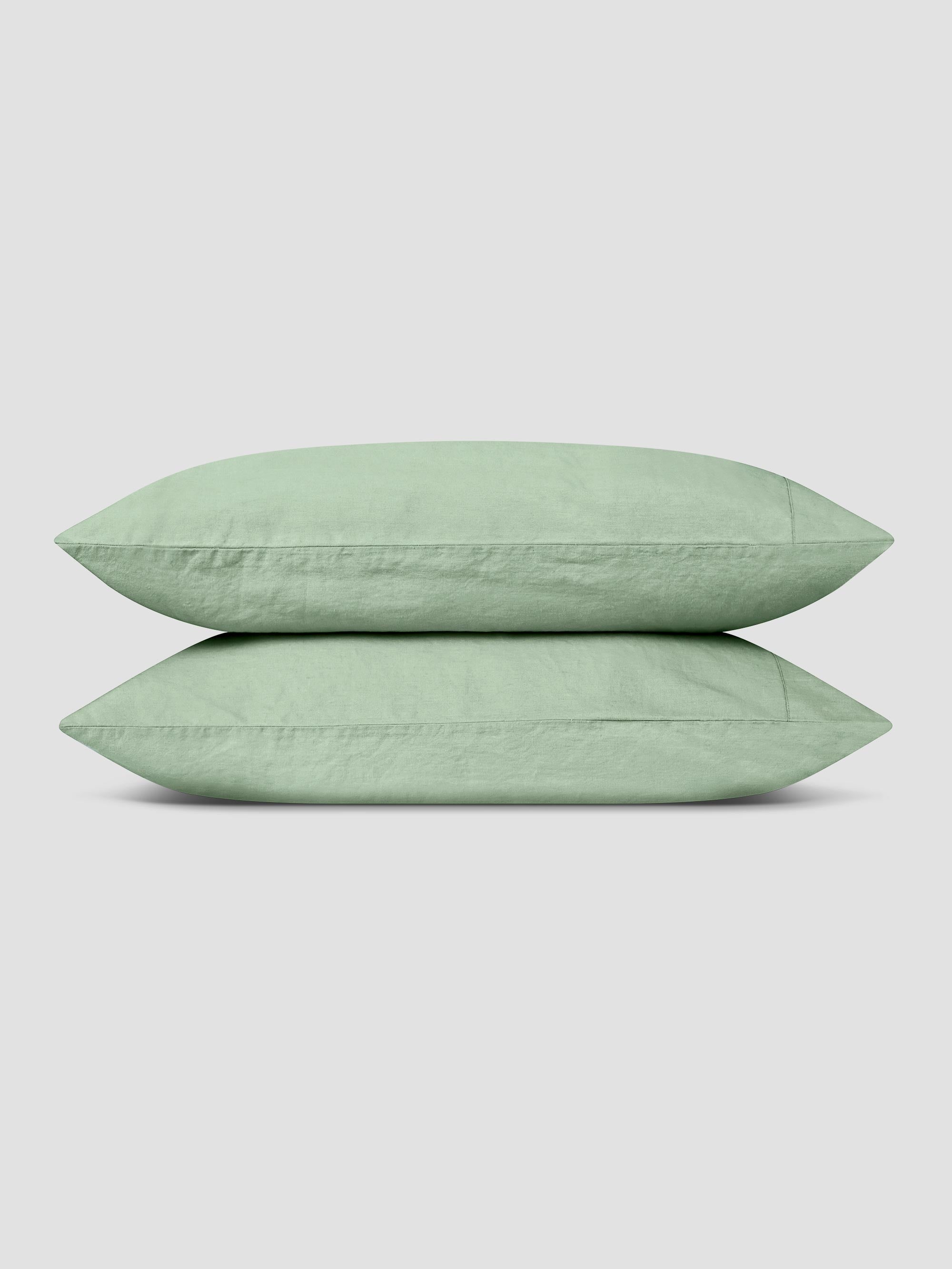Sage Green 100% Linen Pillowcases (Pair)