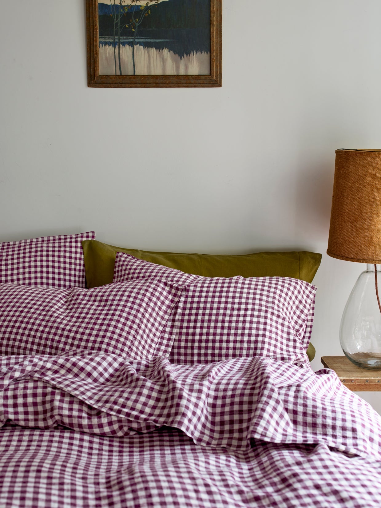 Berry Gingham 100% Linen Pillowcases (Pair)