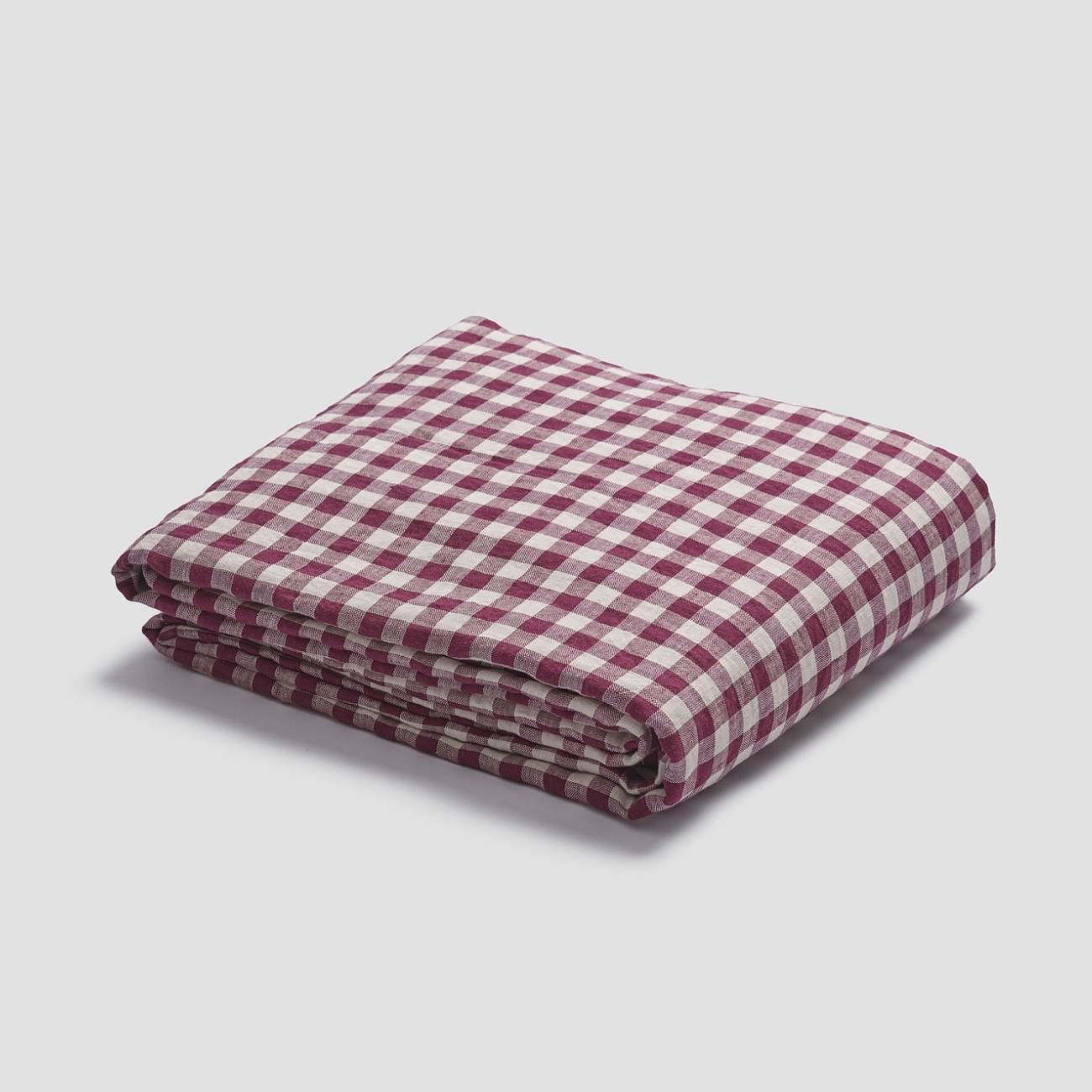 Berry Gingham 100% Linen Flat Sheet