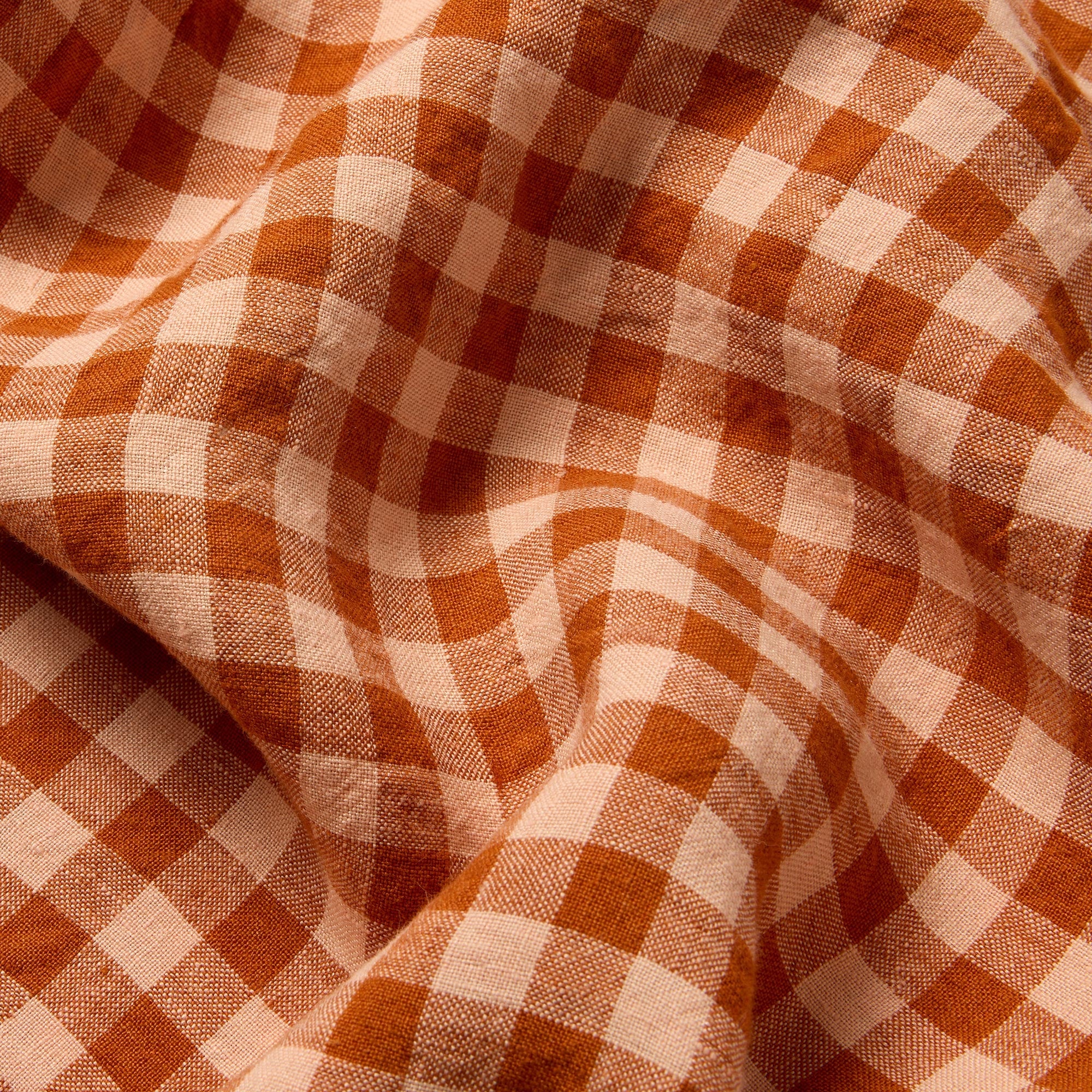 Cinnamon & Peach Color Drenched Gingham 100% Linen Pillowcases (Pair)