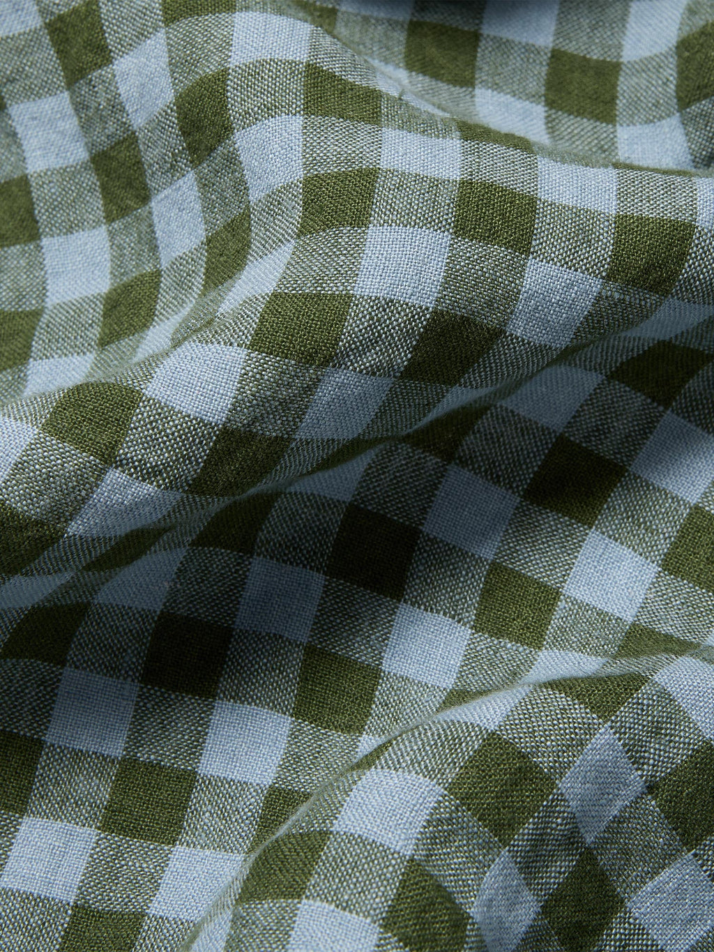 Fern Green & Dusk Blue Color Drenched Gingham 100% Linen Duvet Cover