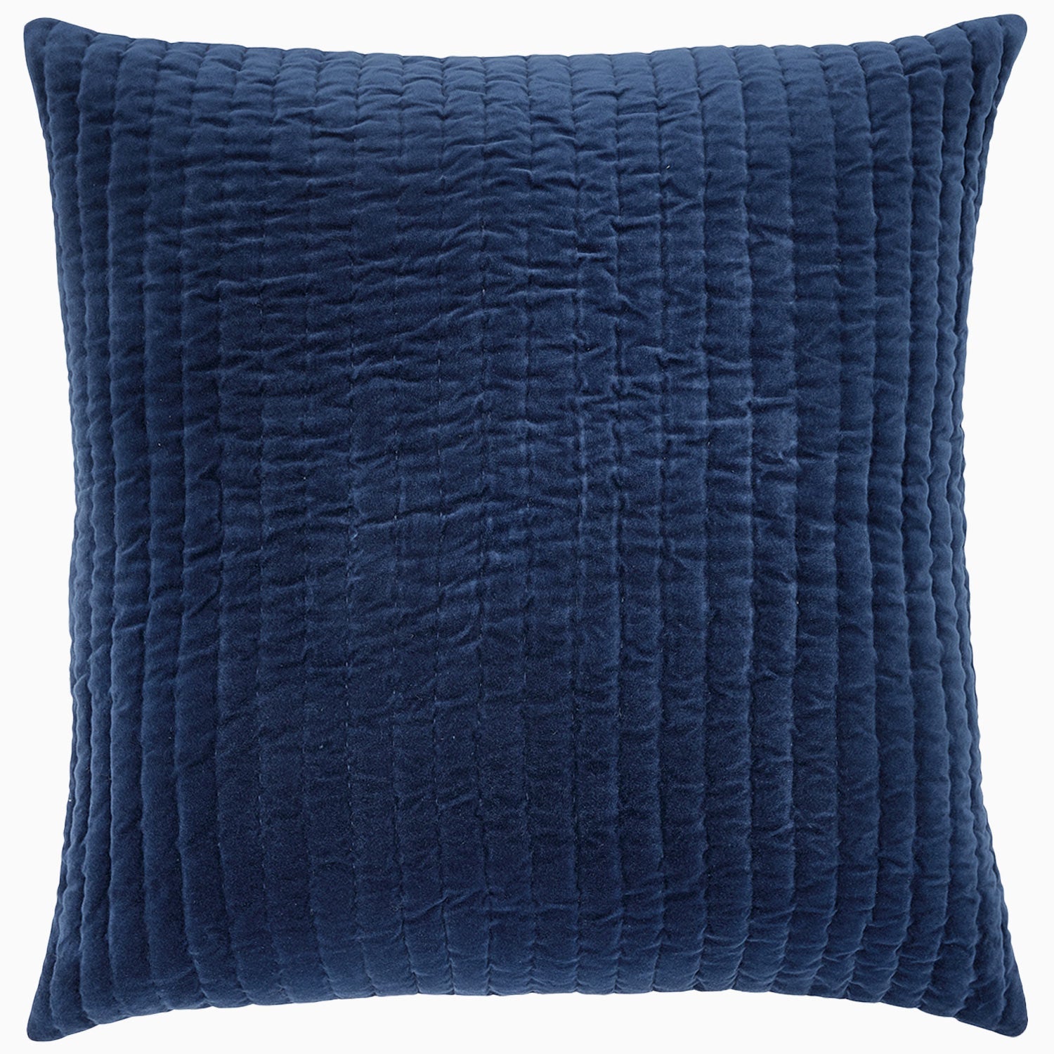 A hand quilted John Robshaw Velvet Indigo Quilt crafted by Indian artisans.