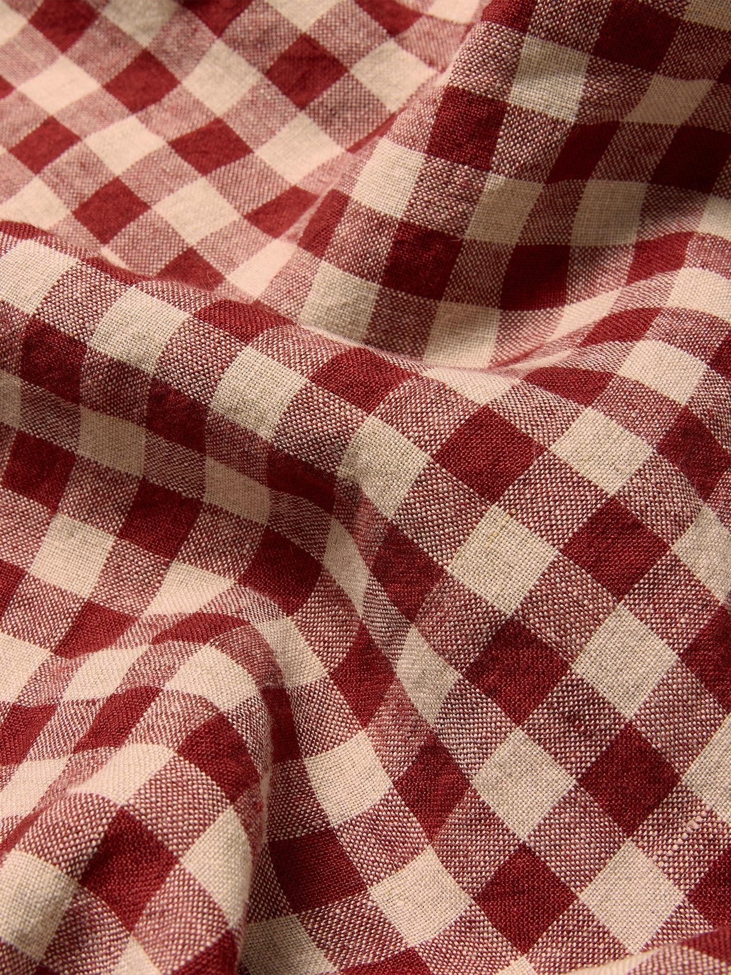 Rhubarb Gingham 100% Linen Flat Sheet
