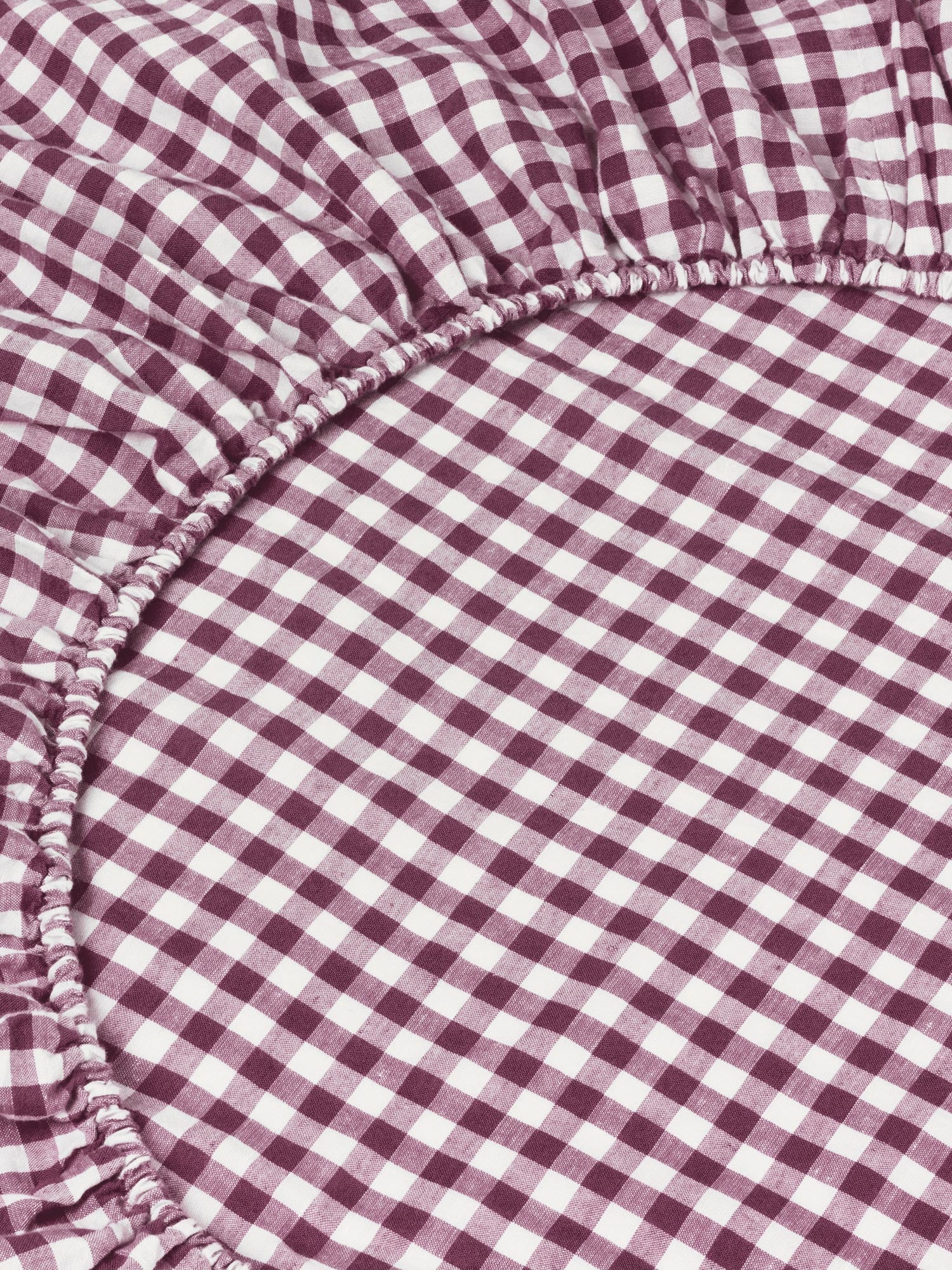 Berry Gingham 100% Linen Fitted Sheet