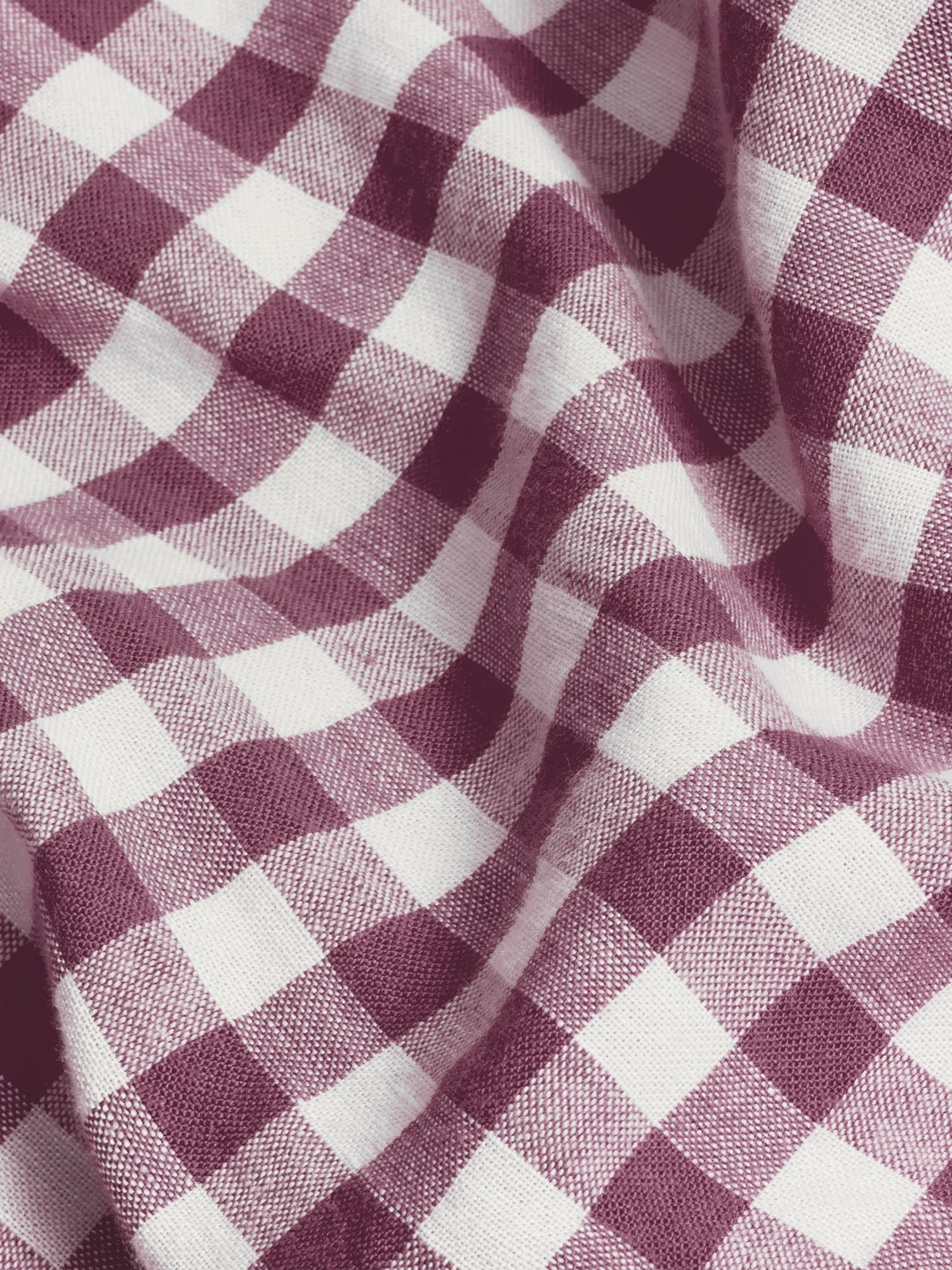 Berry Gingham 100% Linen Fitted Sheet