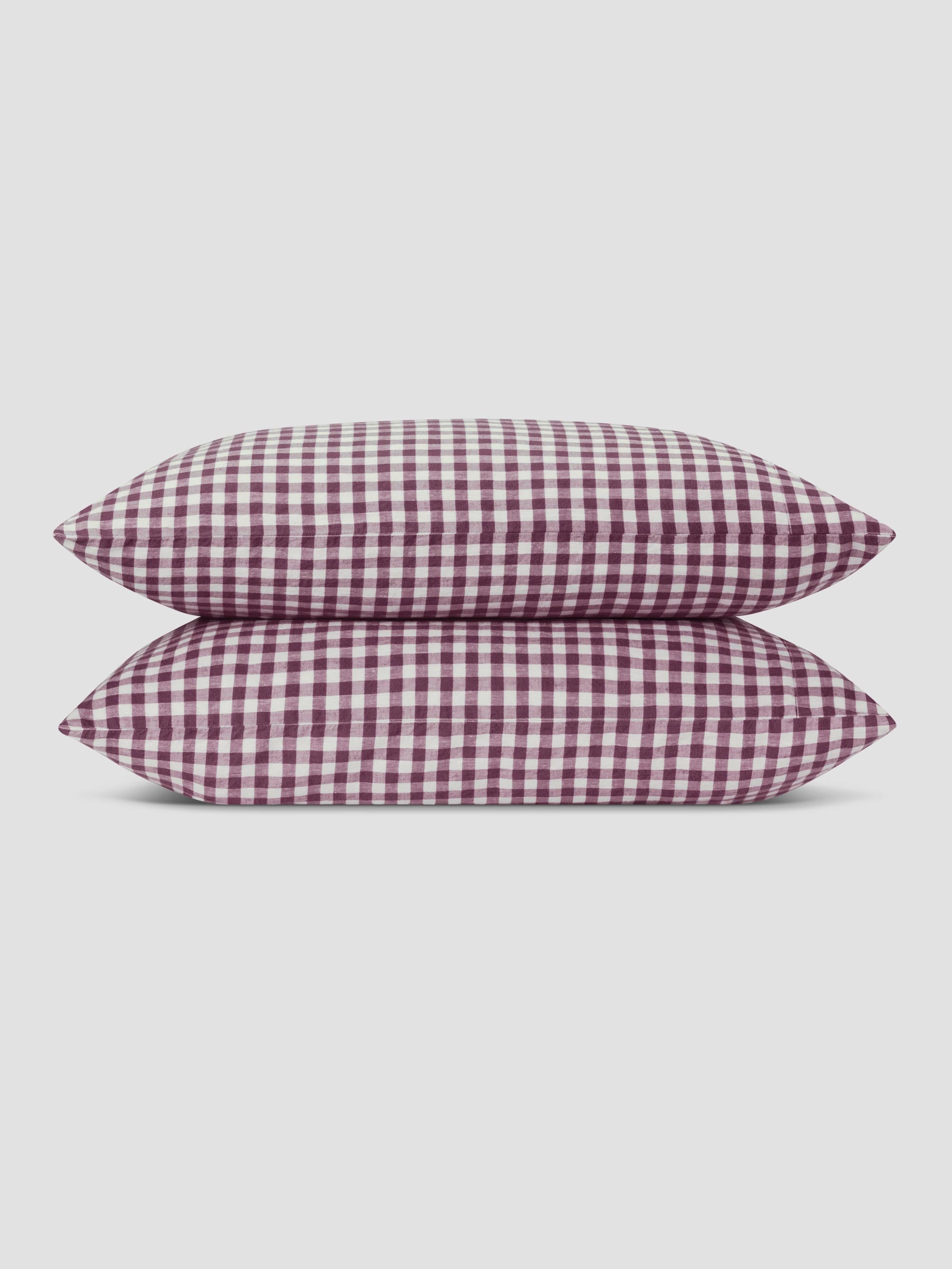 Berry Gingham 100% Linen Pillowcases (Pair)
