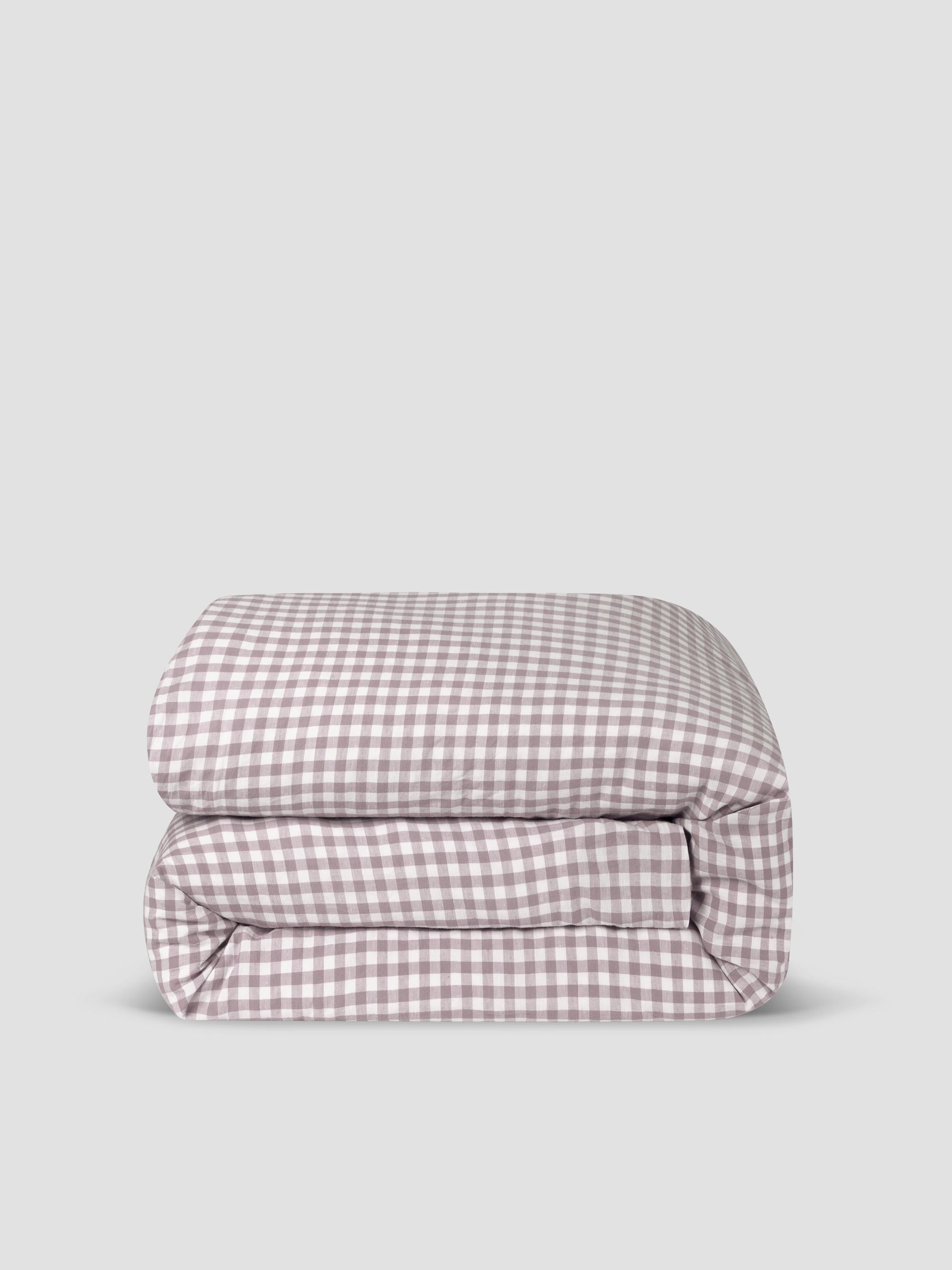 Elderberry Gingham 100% Linen Duvet Cover