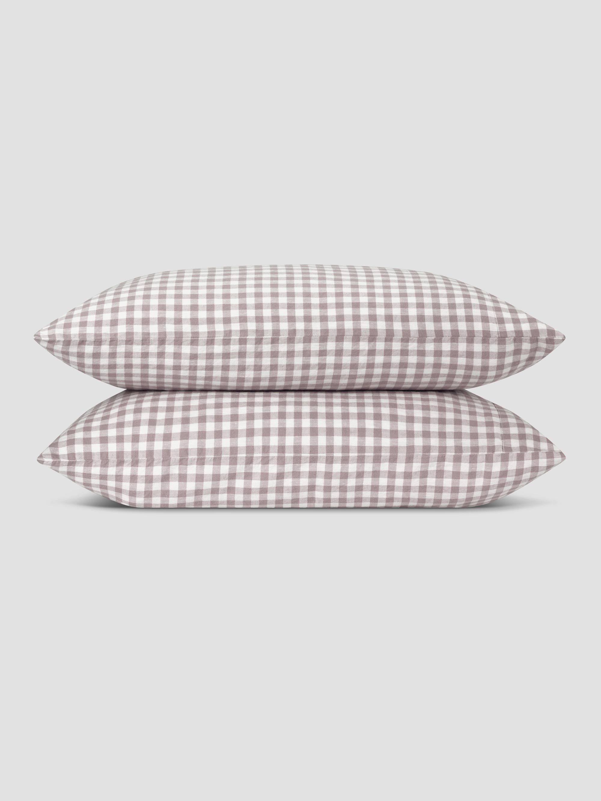 Elderberry Gingham 100% Linen Pillowcases (Pair)