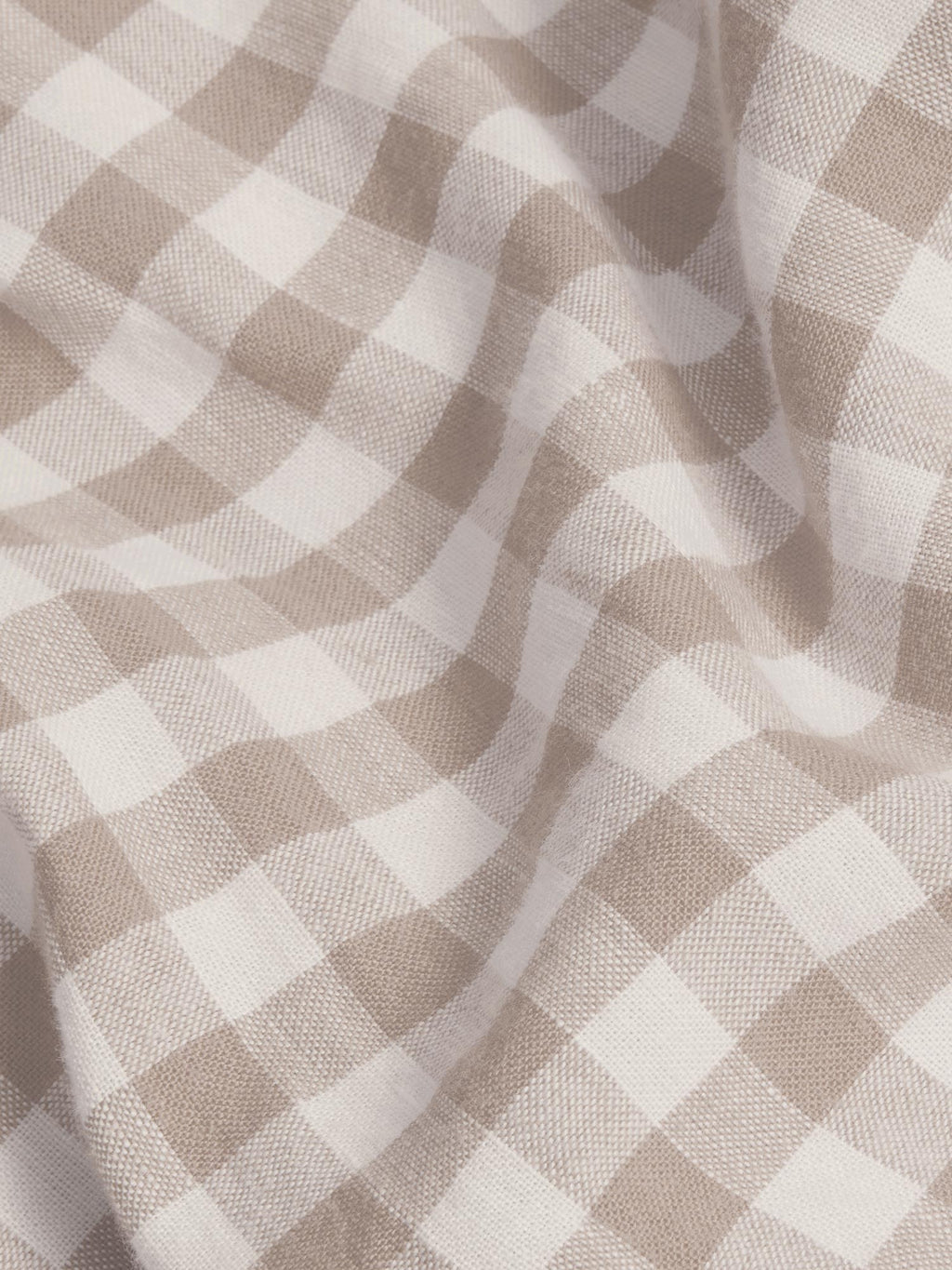 Mushroom Gingham 100% Linen Duvet Cover