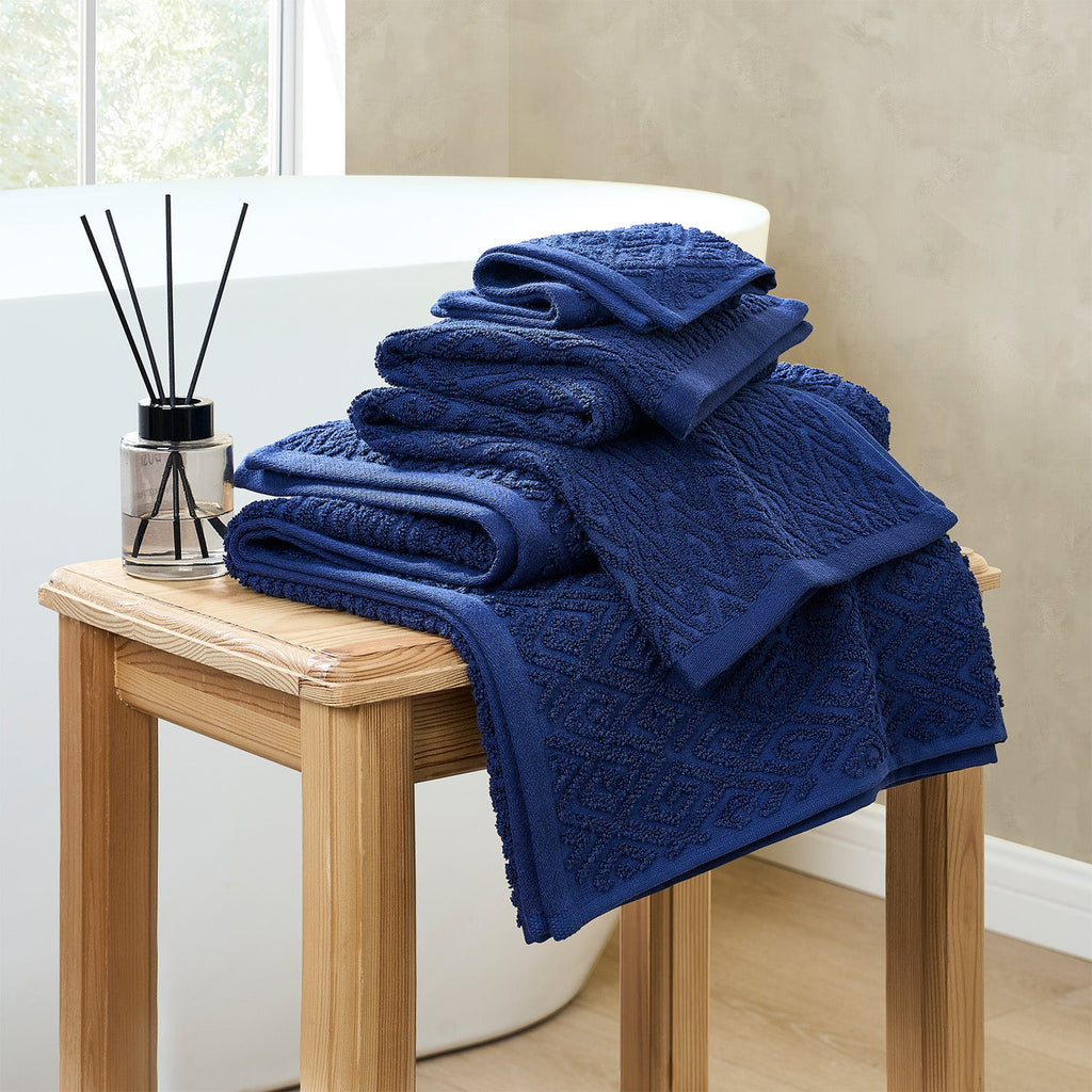 Maze Indigo Bath Towel
