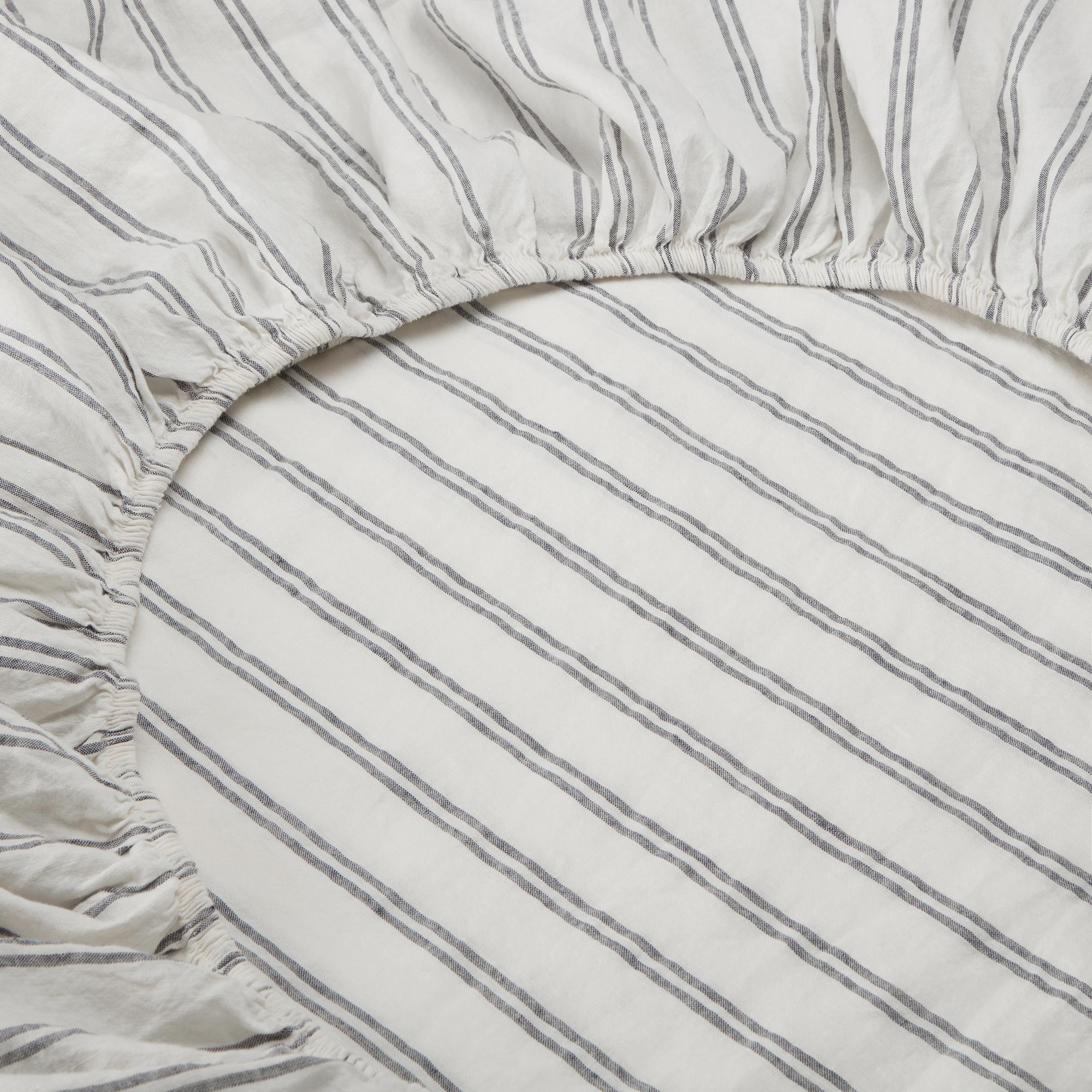 Ivory Kemptown Stripe 100% Linen Fitted Sheet