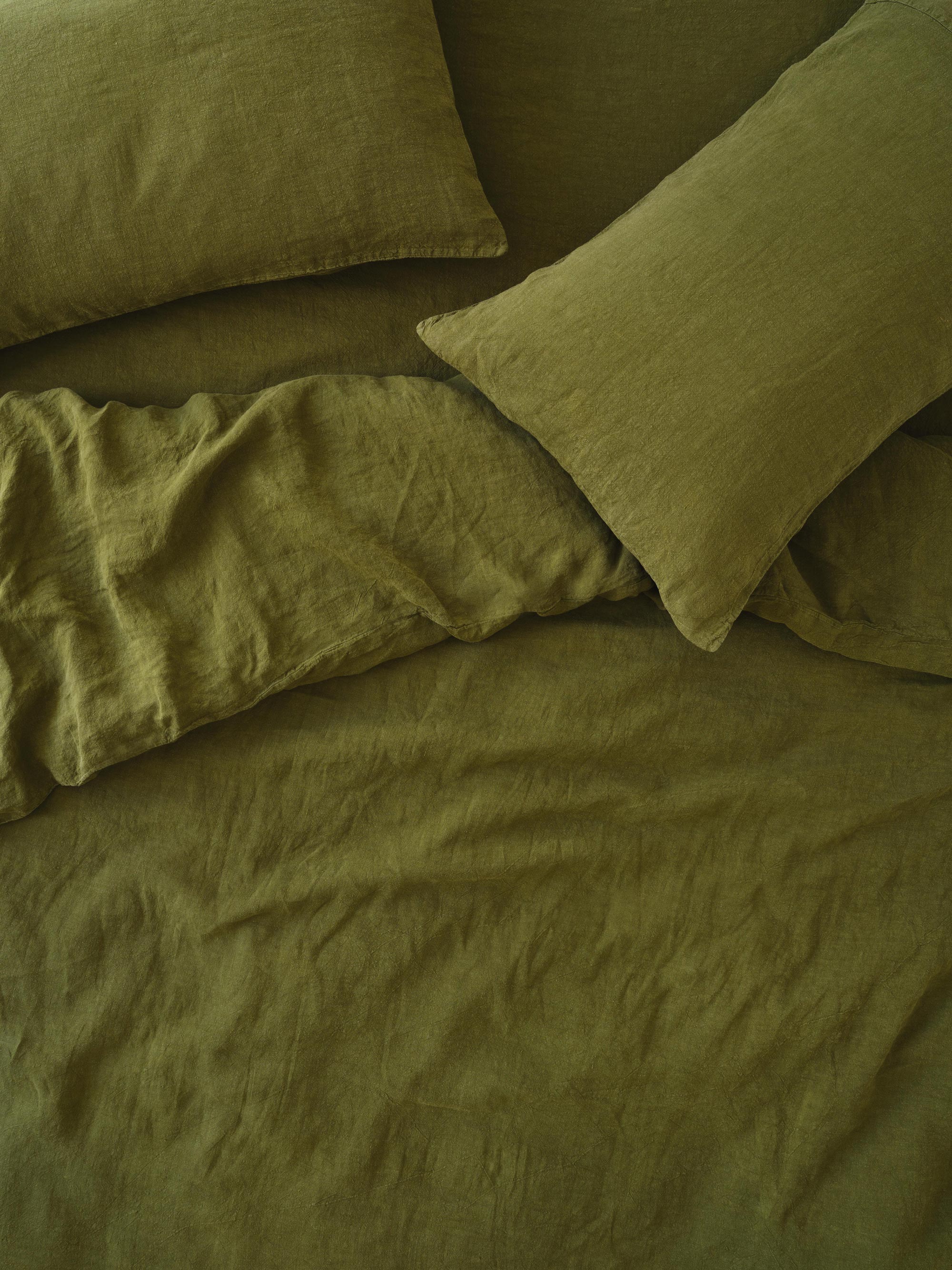 Botanical Green 100% Linen Duvet Cover