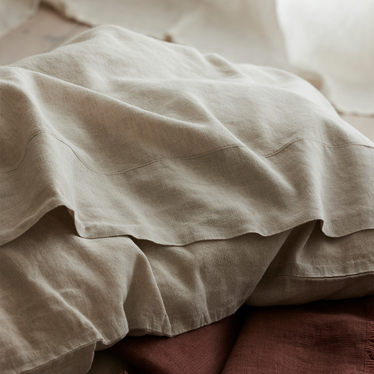 Oatmeal 100% Linen Flat Sheet