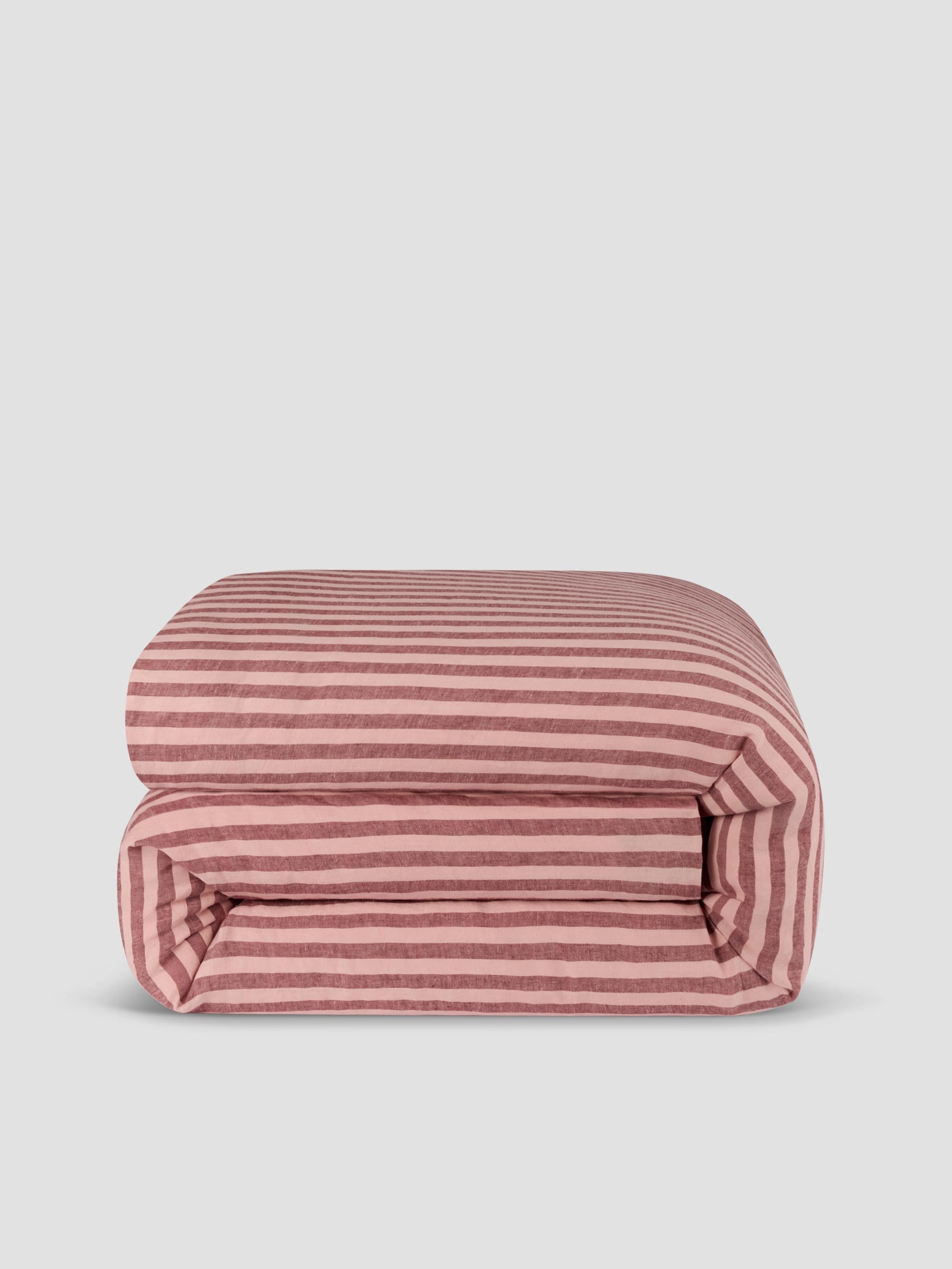 Rhubarb & Rose Pembroke Stripe 100% Linen Duvet Cover