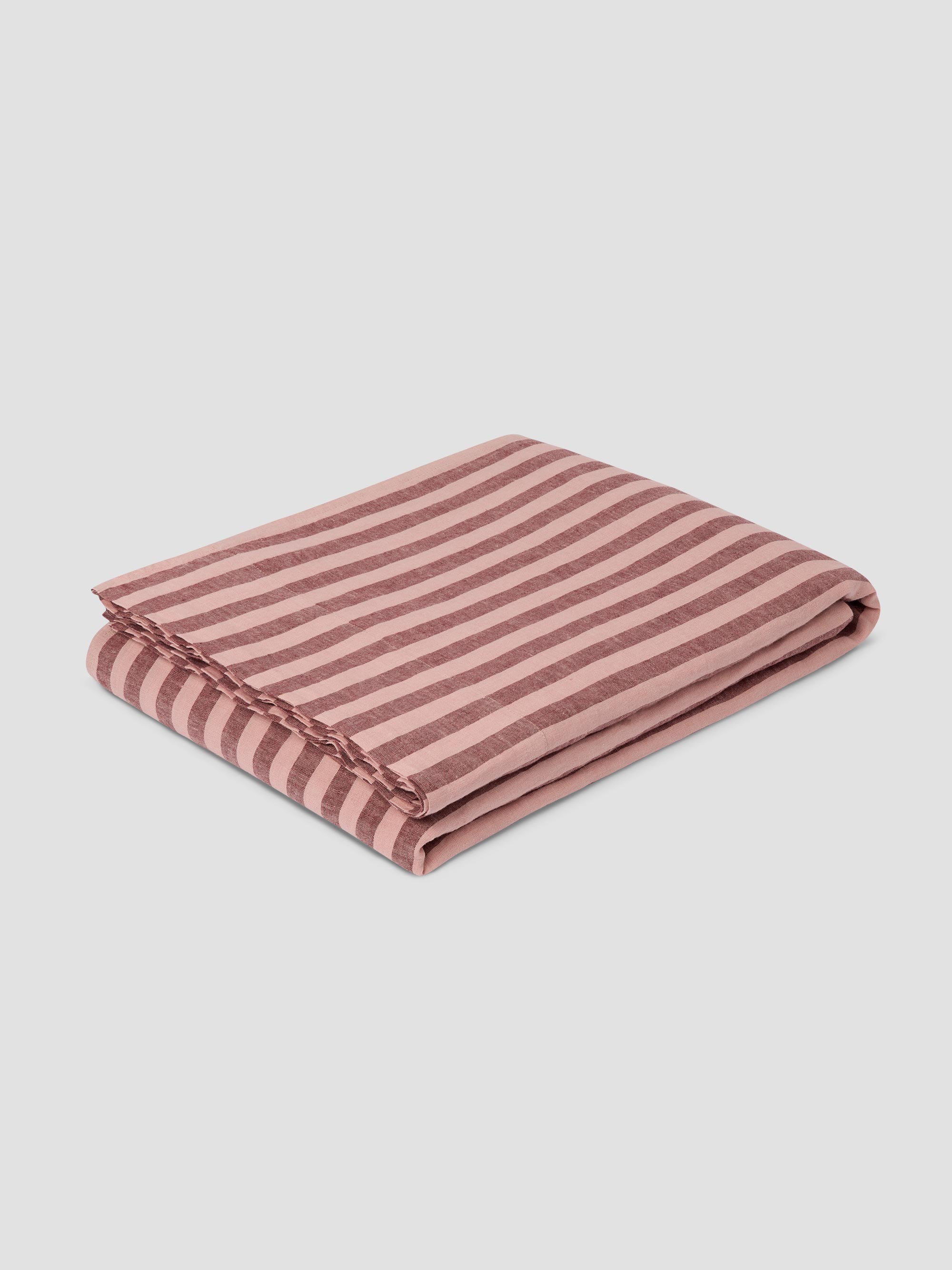 Rhubarb & Rose Pembroke Stripe 100% Linen Flat Sheet