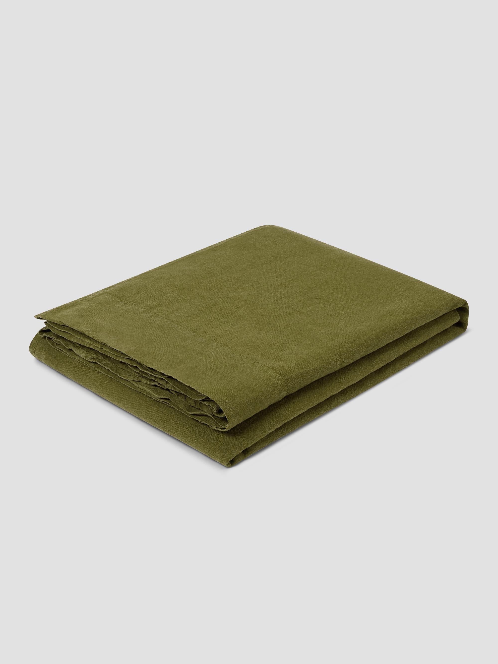 Botanical Green 100% Linen Flat Sheet