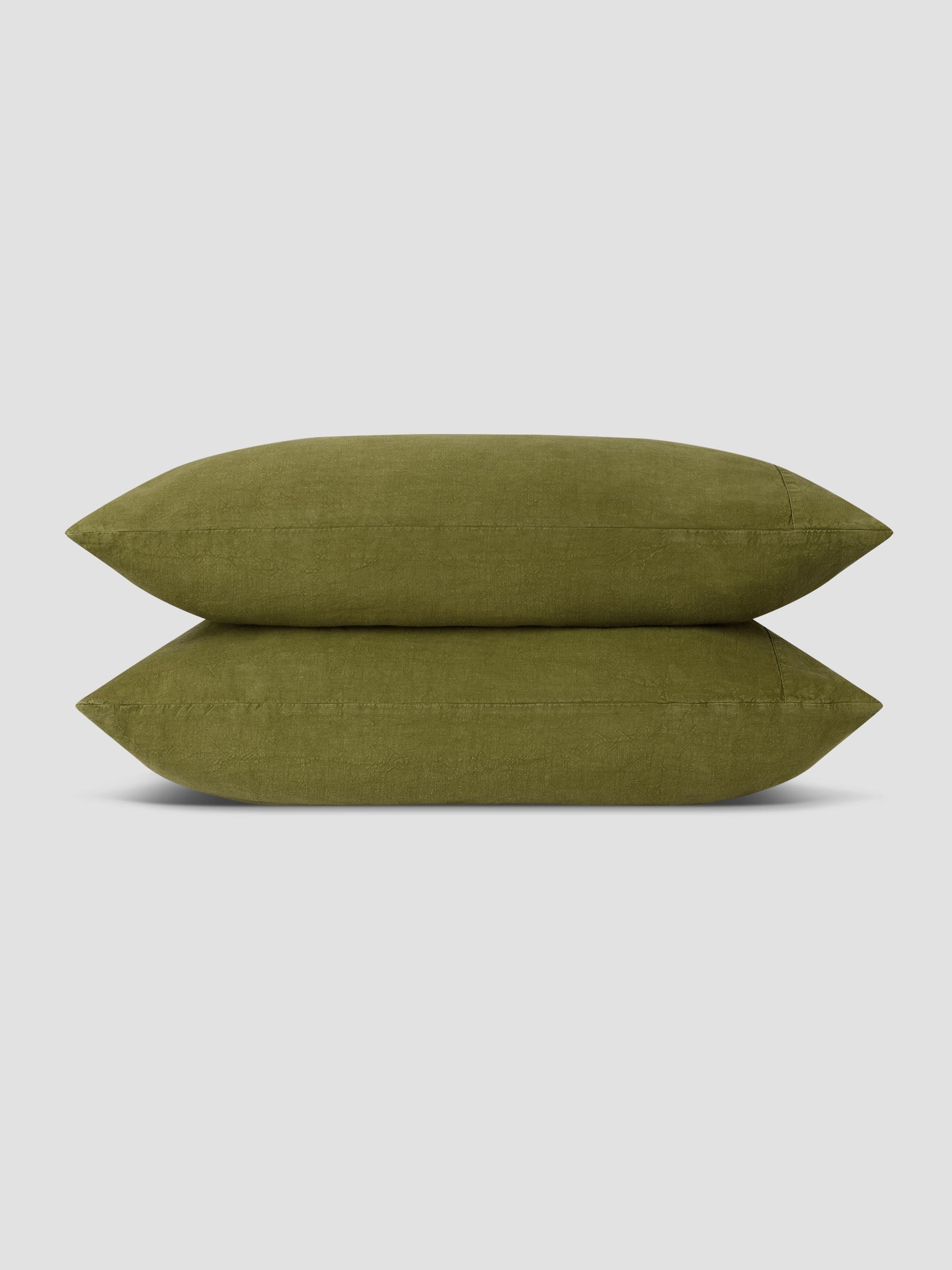 Botanical Green 100% Linen Pillowcases (Pair)