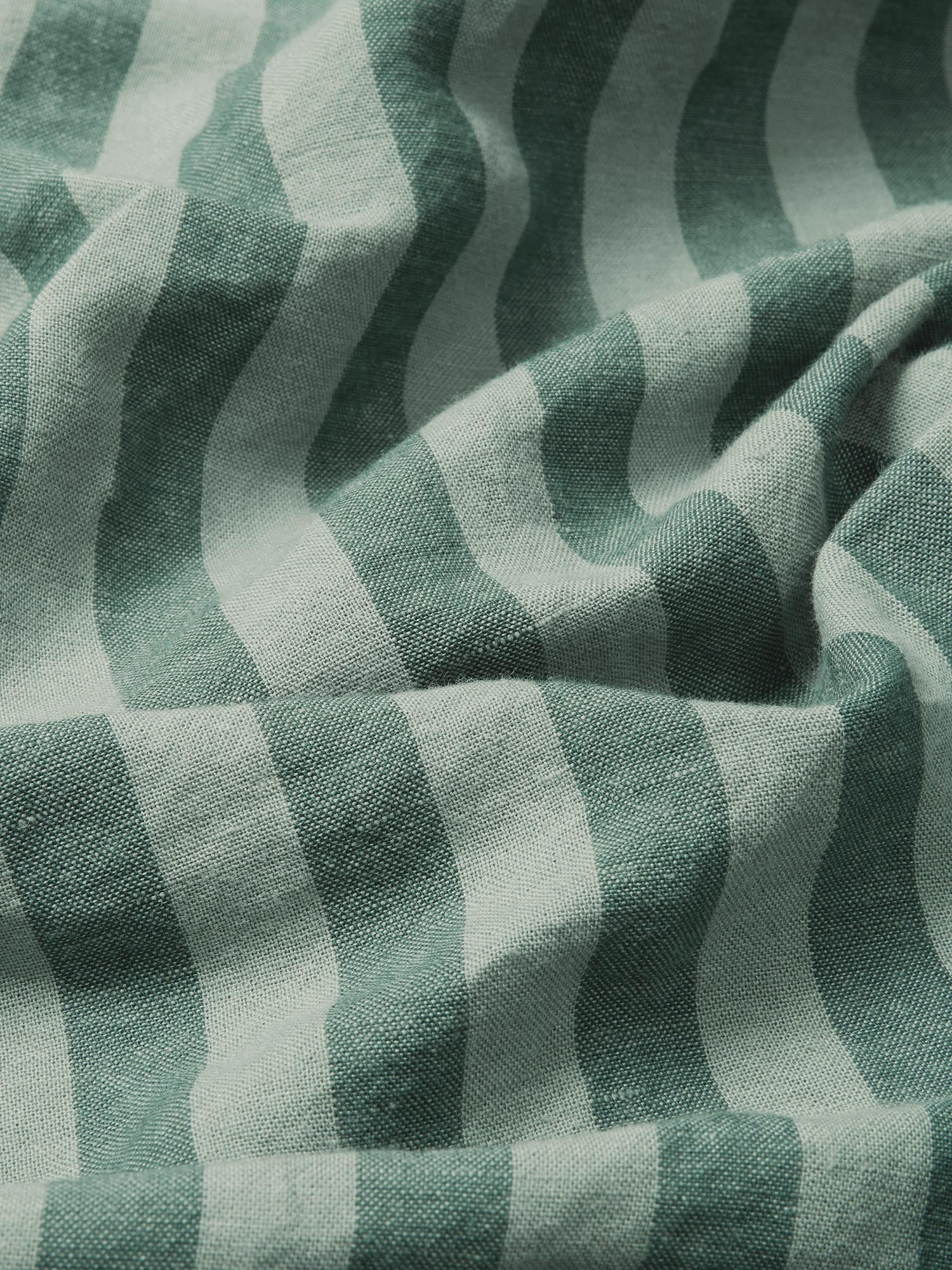 Pine Green Pembroke Stripe 100% Linen Fitted Sheet