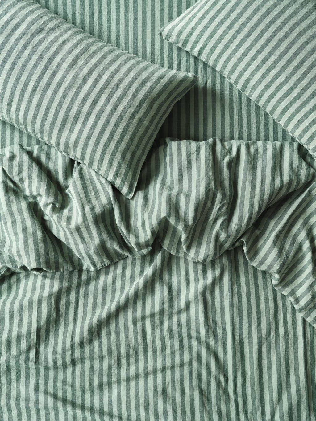 Pine Green Pembroke Stripe 100% Linen Duvet Cover