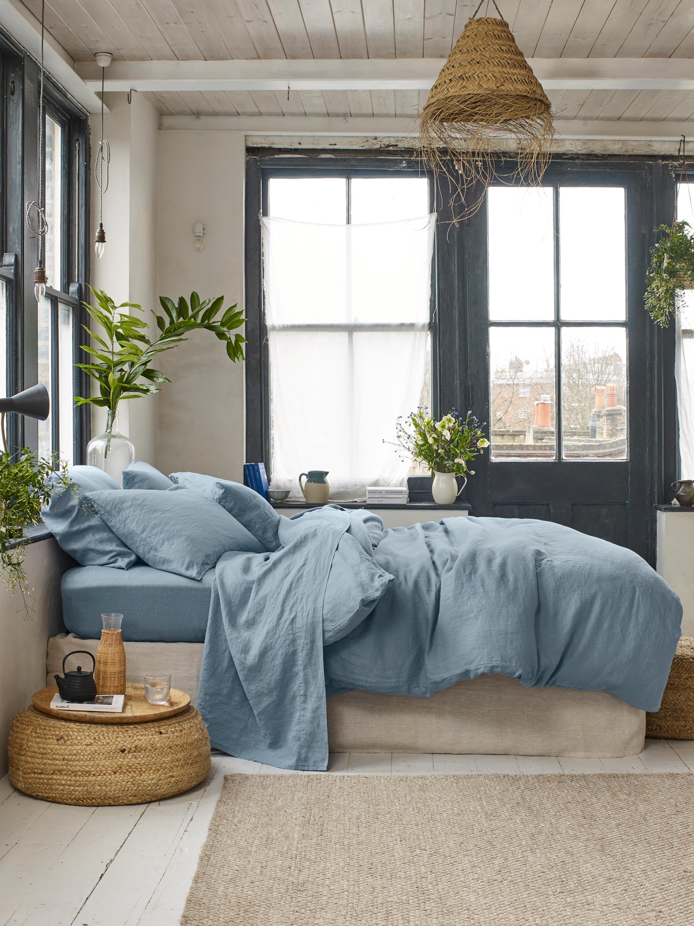 Dusk Blue 100% Linen Duvet Cover