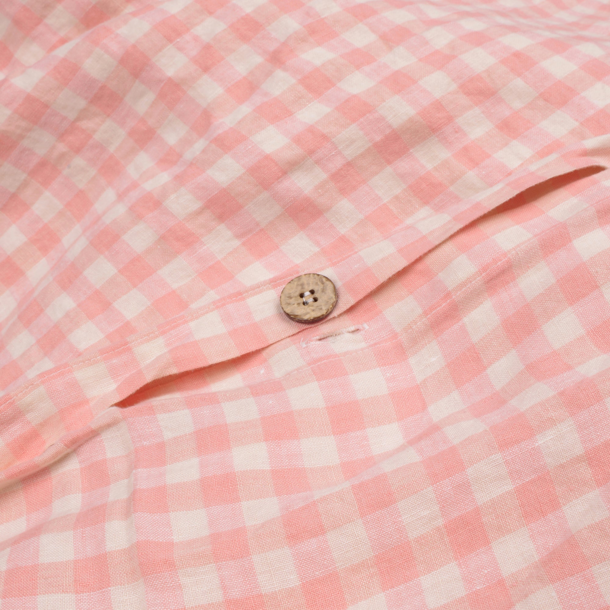 Pink Bloom Gingham 100% Linen Duvet Cover