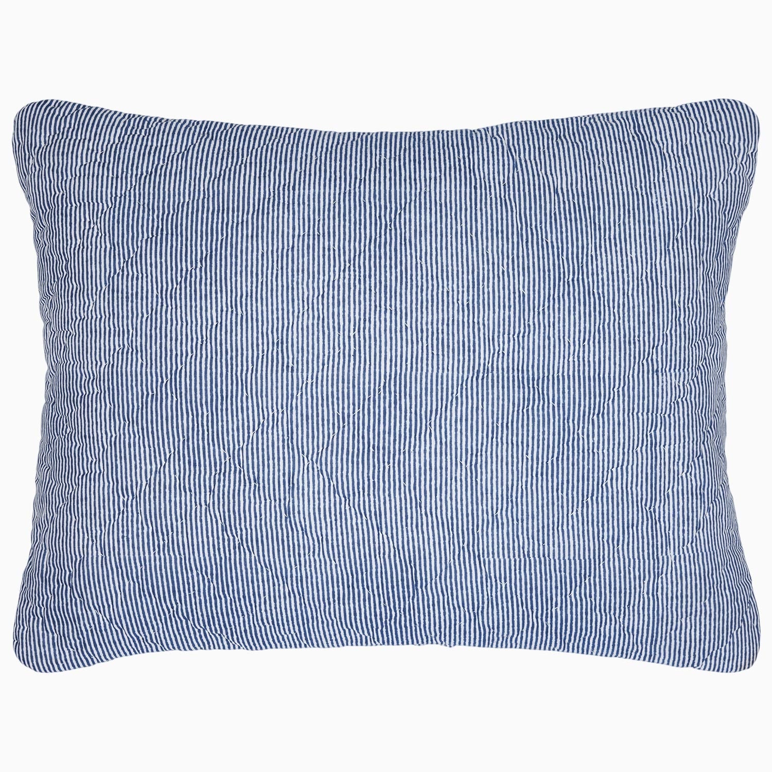 A Nandi Indigo Quilt pillow with simple stripes by John Robshaw.