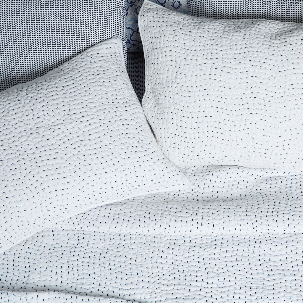 Organic Hand Stitched Light Indigo Sham