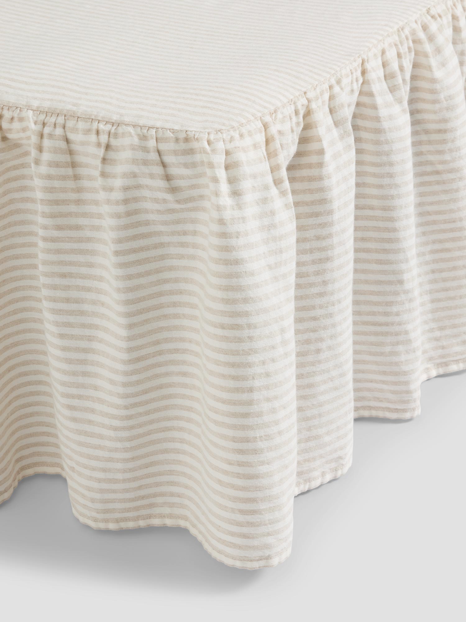 Oatmeal Stripe 100% Linen Bed Skirt