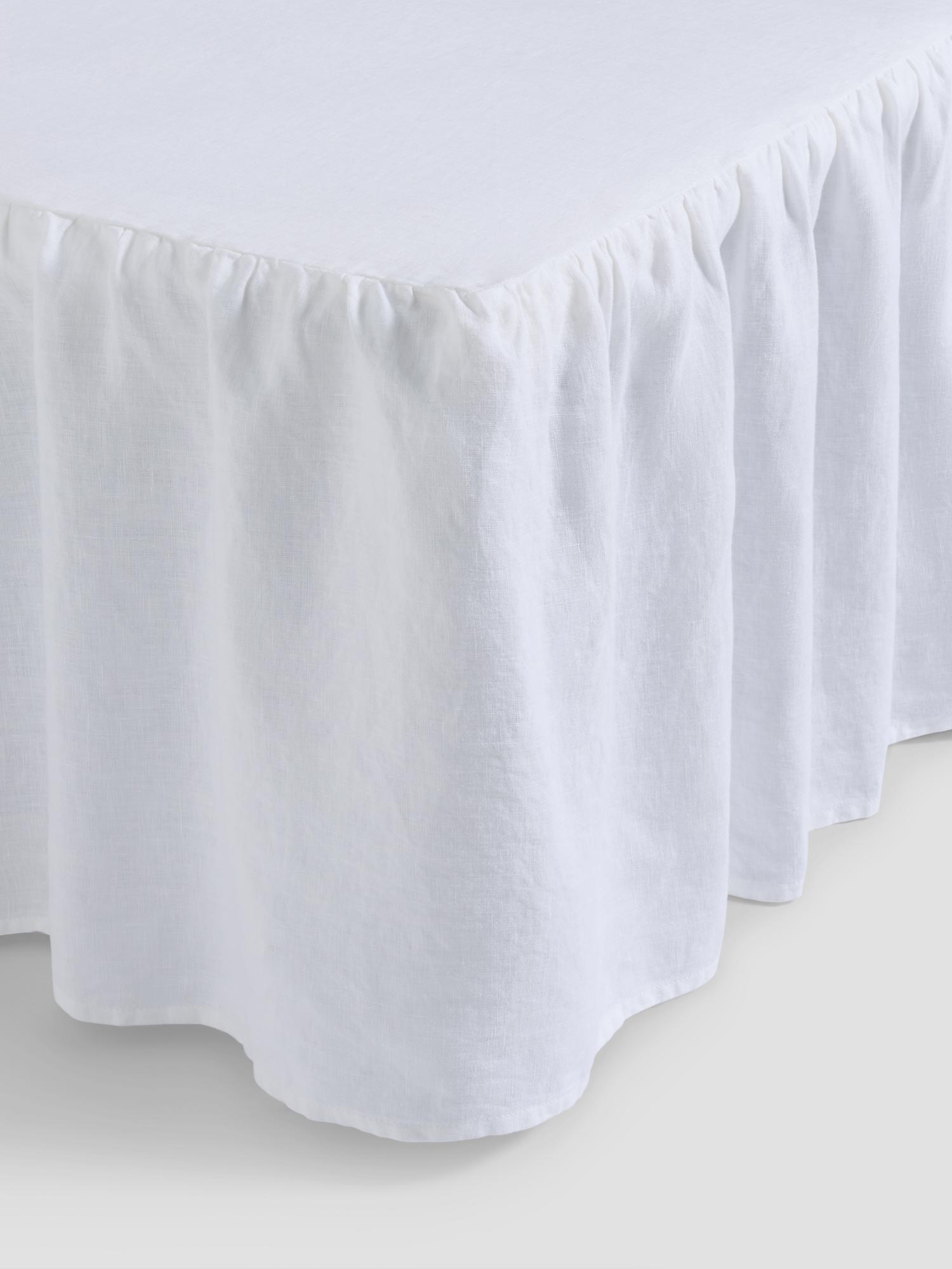 White 100% Linen Bed Skirt