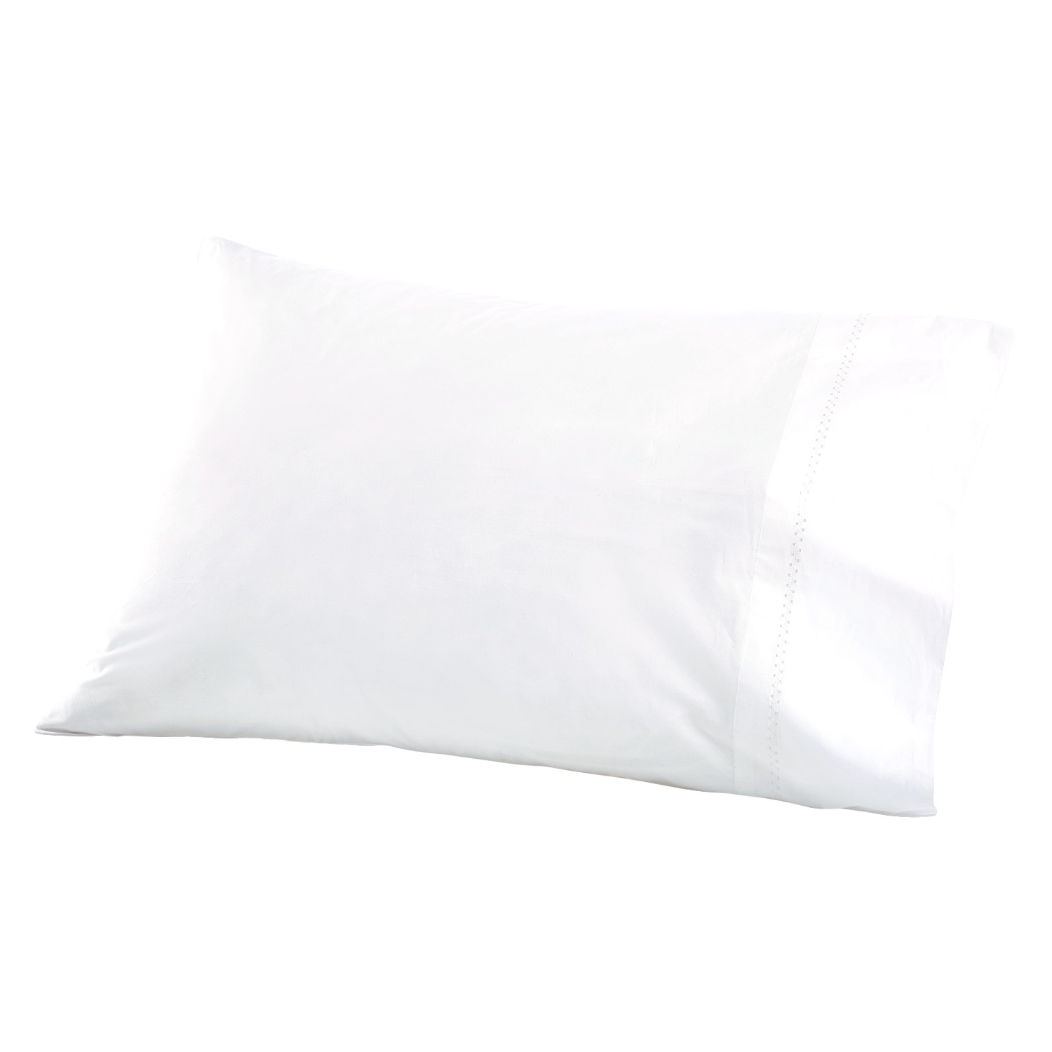 "An Anketi White Organic Sheet Set made of long-staple organic cotton percale, adorned with hand-embroidered designs, on a white surface by John Robshaw."